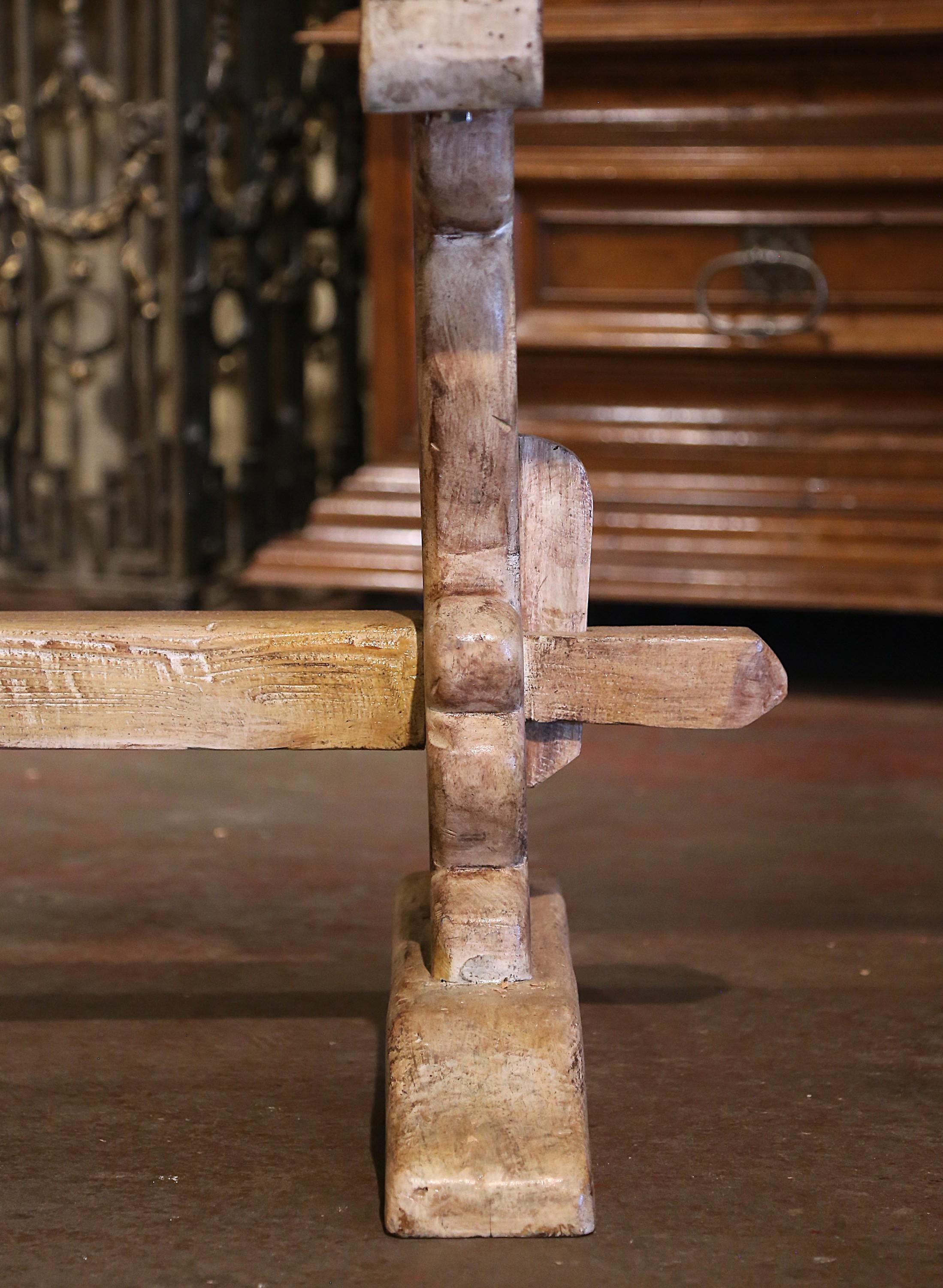 19th Century French Louis XIII Carved Bleached Oak Refectory Farm Dining Table 4