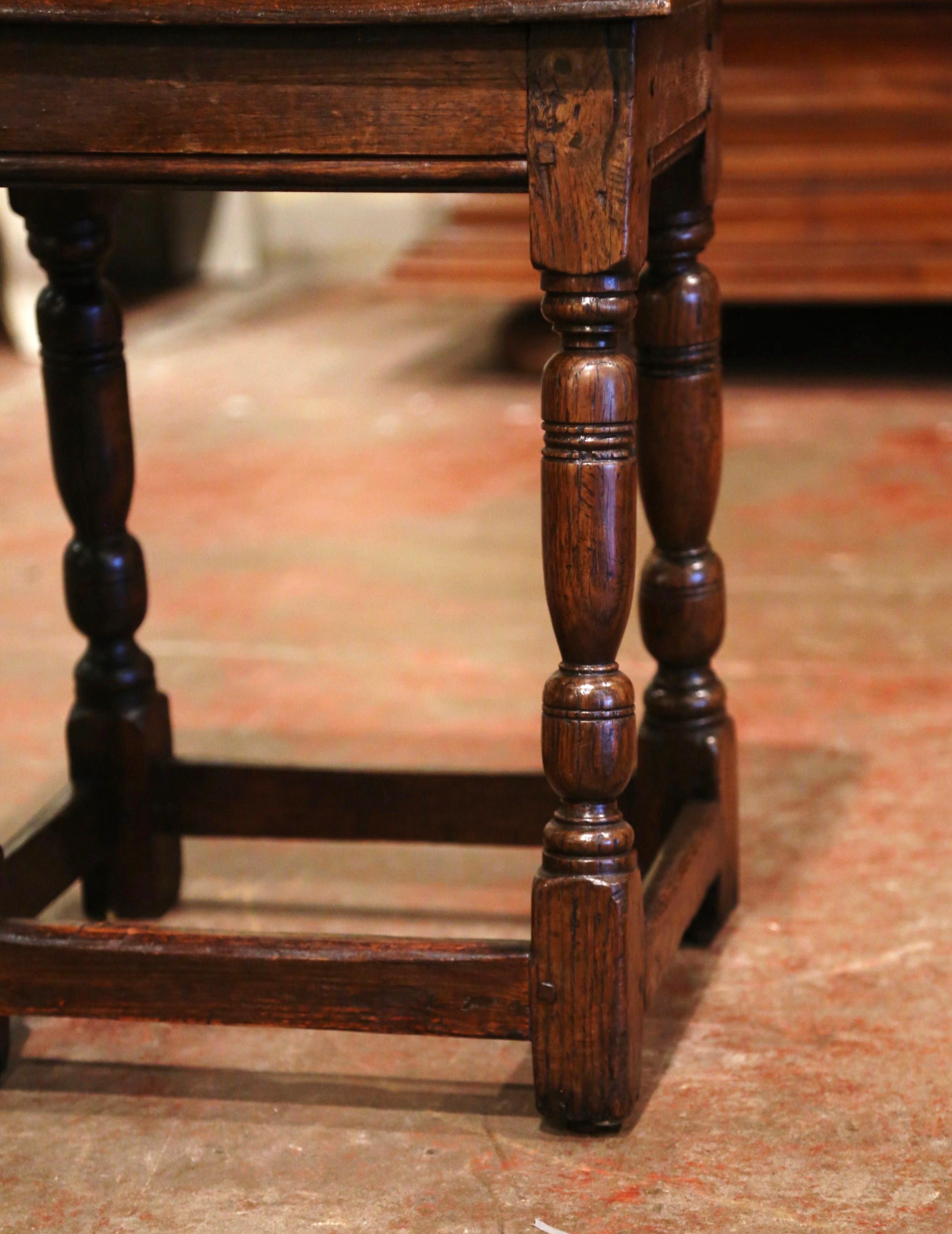 19th Century French Louis XIII Carved Chestnut Country Stool from Normandy In Excellent Condition In Dallas, TX