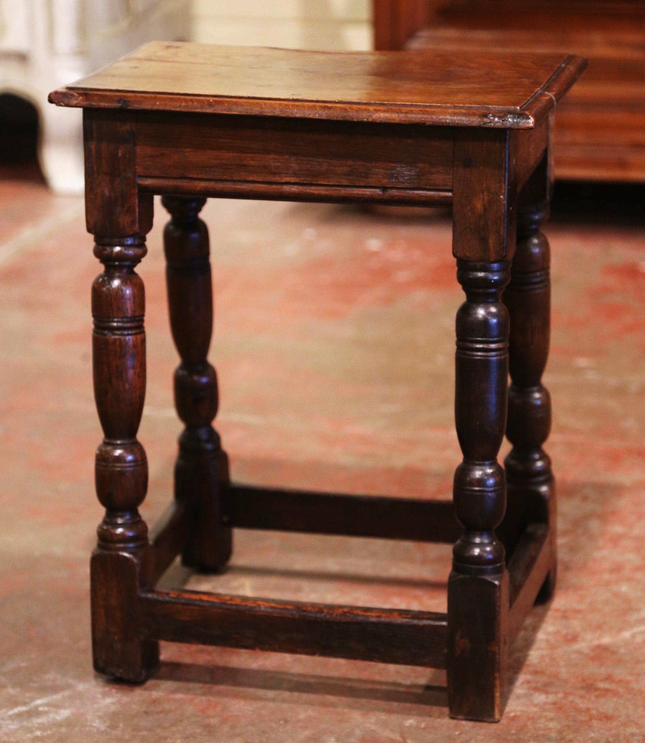 19th Century French Louis XIII Carved Chestnut Country Stool from Normandy 2