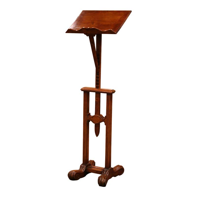 19th Century French Louis XIII Carved Oak Adjustable Lectern Book Stand ...