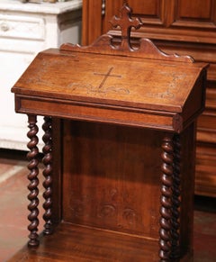 19th Century French Louis XIII Carved Oak Prie Dieu Prayer Chair