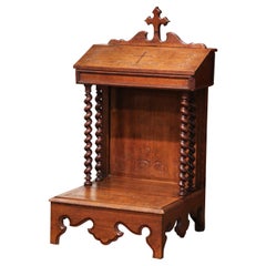 19th Century French Louis XIII Carved Oak Prie Dieu Prayer Chair