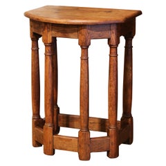 19th Century French Louis XIII Carved Oak Six-Leg Side Table or Stool