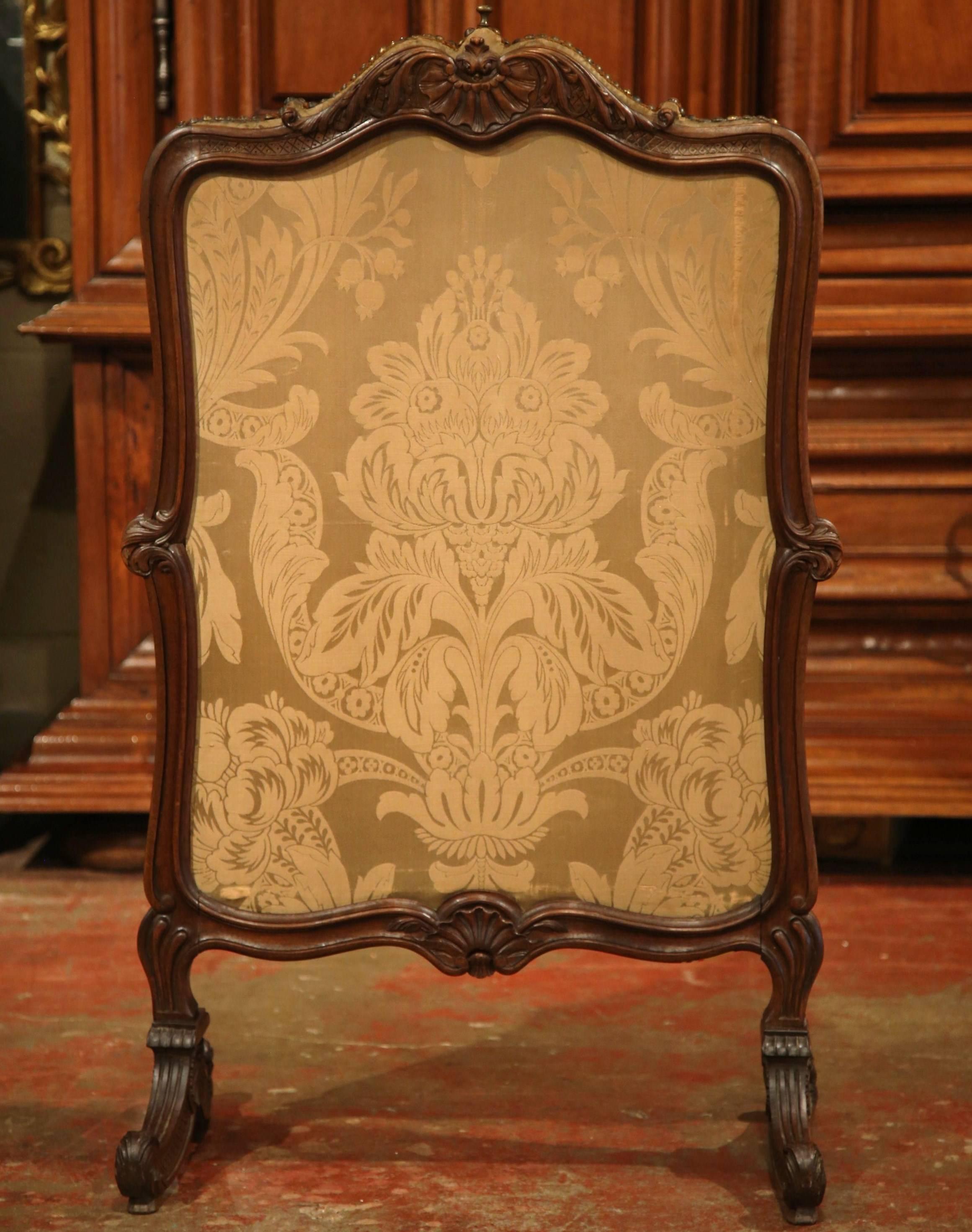 19th Century French Louis XIII Carved Walnut and Tapestry Fireplace Screen 4