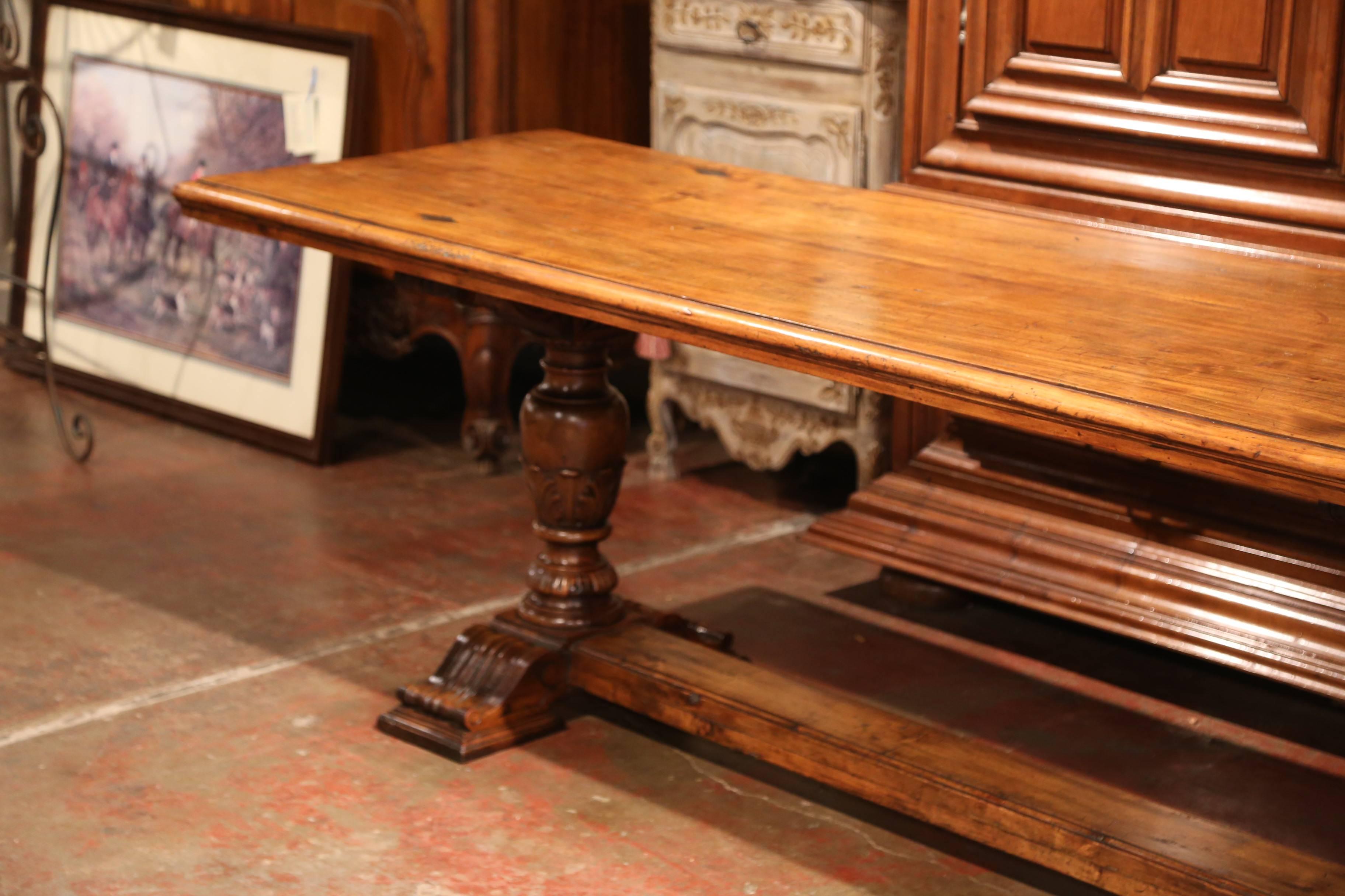 19th Century French Louis XIII Carved Walnut Farm Table from the Pyrenees 2