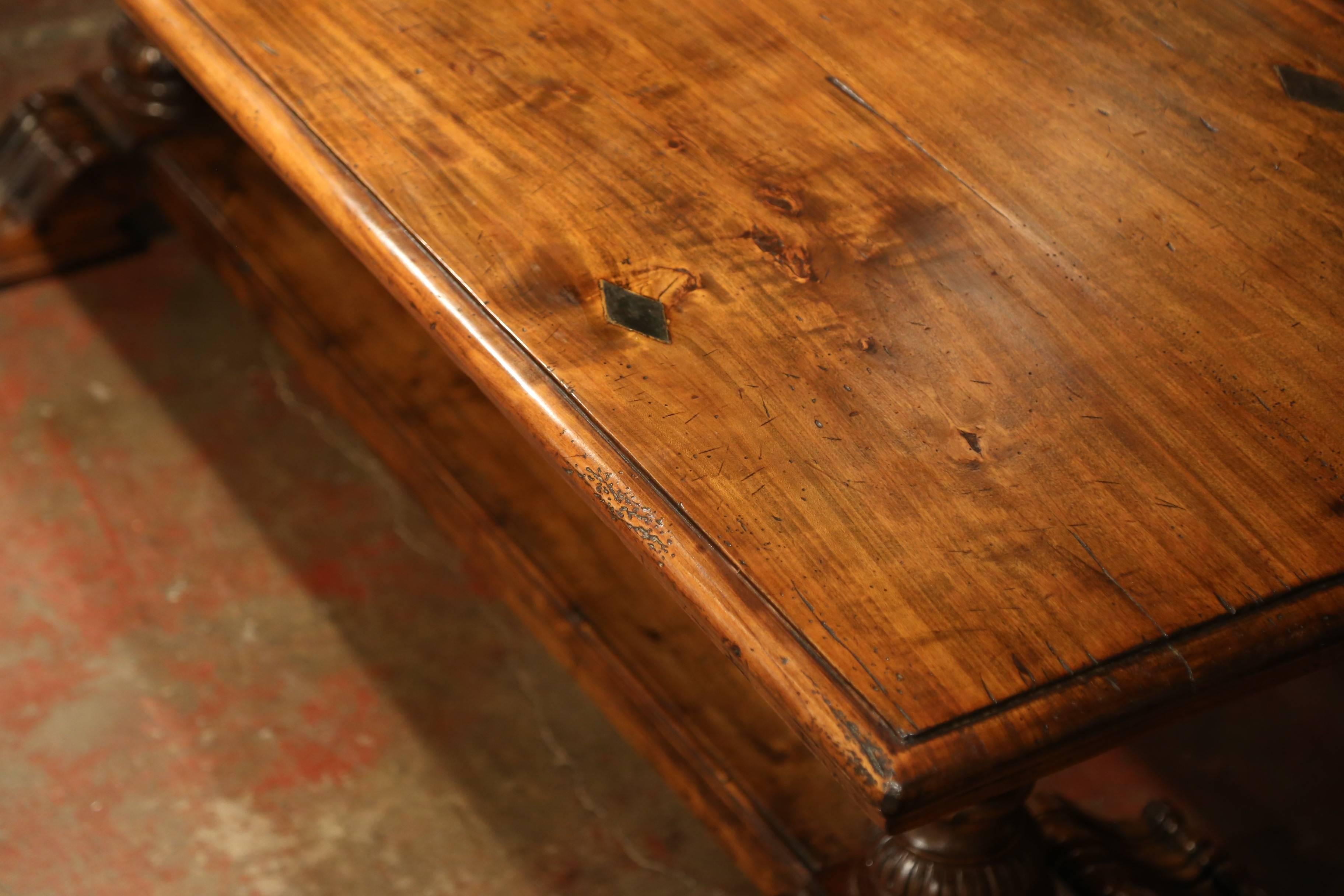 19th Century French Louis XIII Carved Walnut Farm Table from the Pyrenees 3