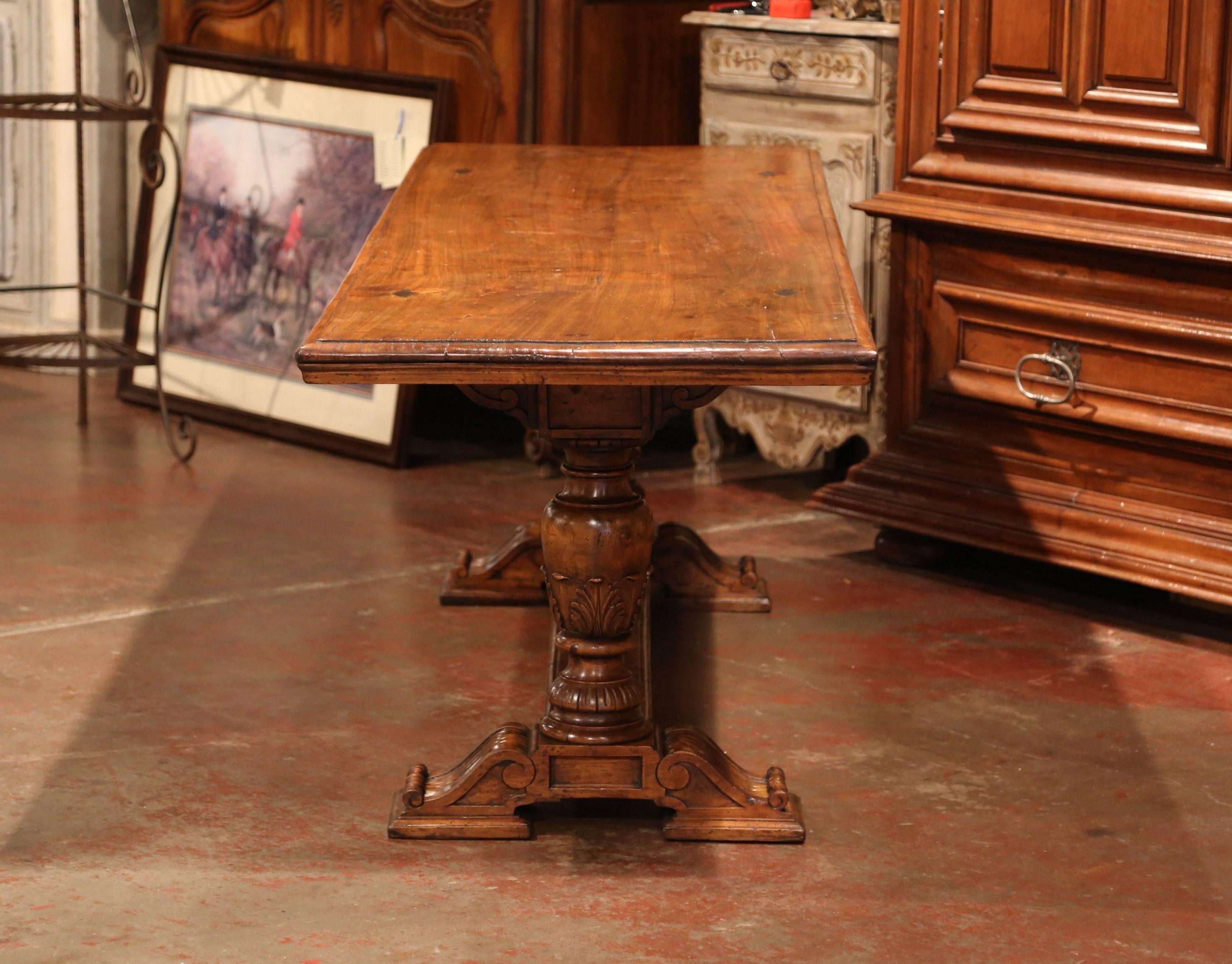 19th Century French Louis XIII Carved Walnut Farm Table from the Pyrenees 4