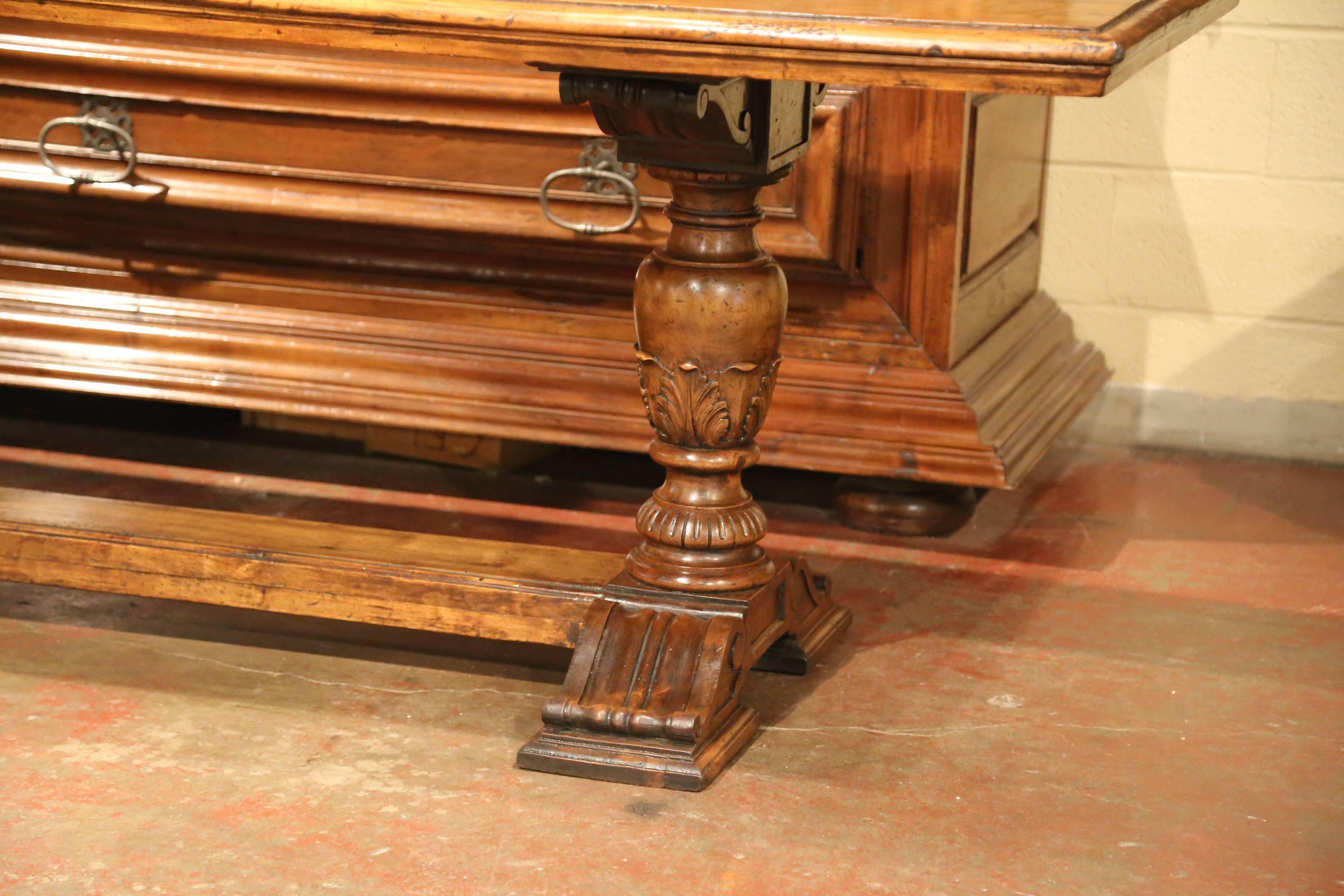 19th Century French Louis XIII Carved Walnut Farm Table from the Pyrenees 5