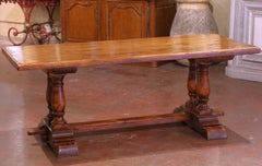 19th Century French Louis XIII Carved Walnut Monastery Refectory Trestle Table