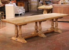 19th Century French Louis XIII Provincial Bleached Oak Refectory Trestle Table