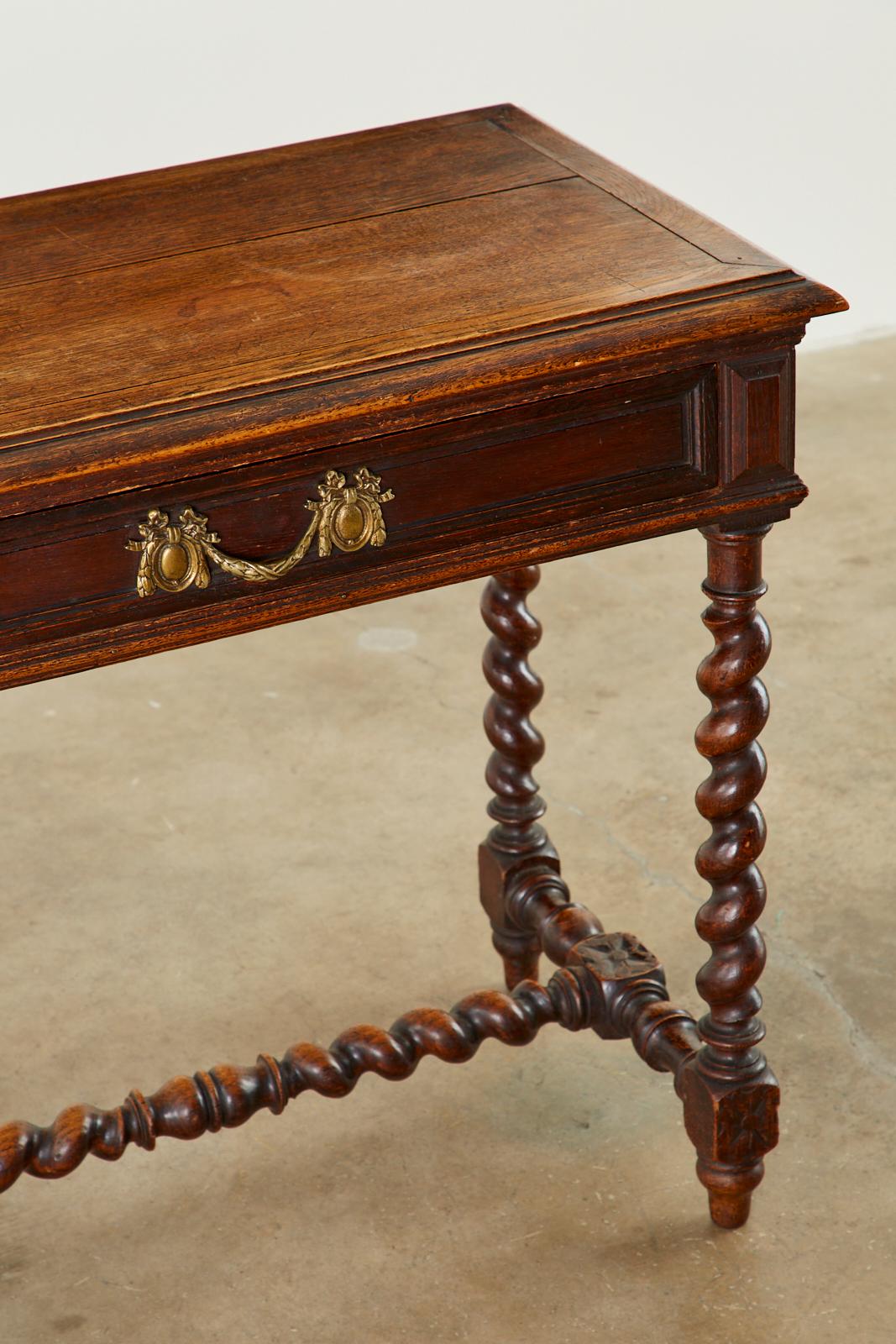 19th Century French Louis XIII Style Barley Twist Oak Desk For Sale 8