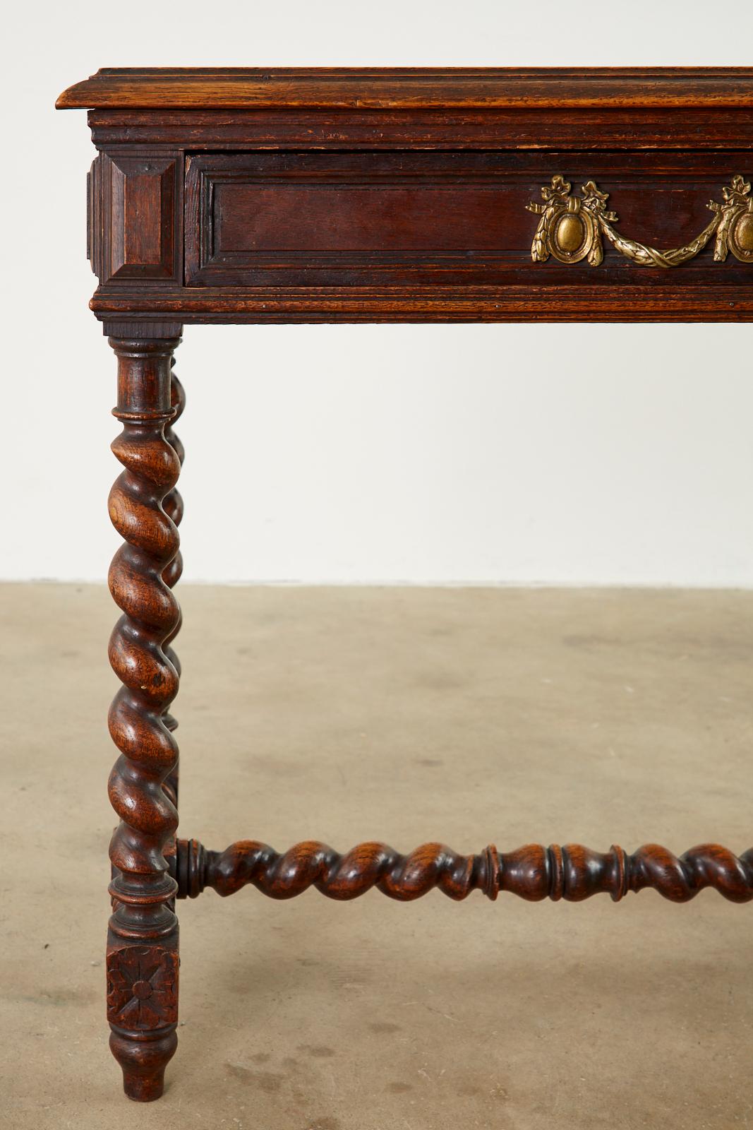 19th Century French Louis XIII Style Barley Twist Oak Desk For Sale 9