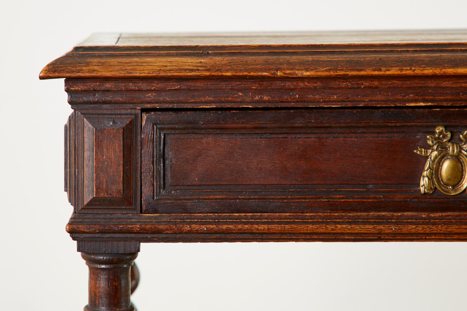 19th Century French Louis XIII Style Barley Twist Oak Desk For Sale 10