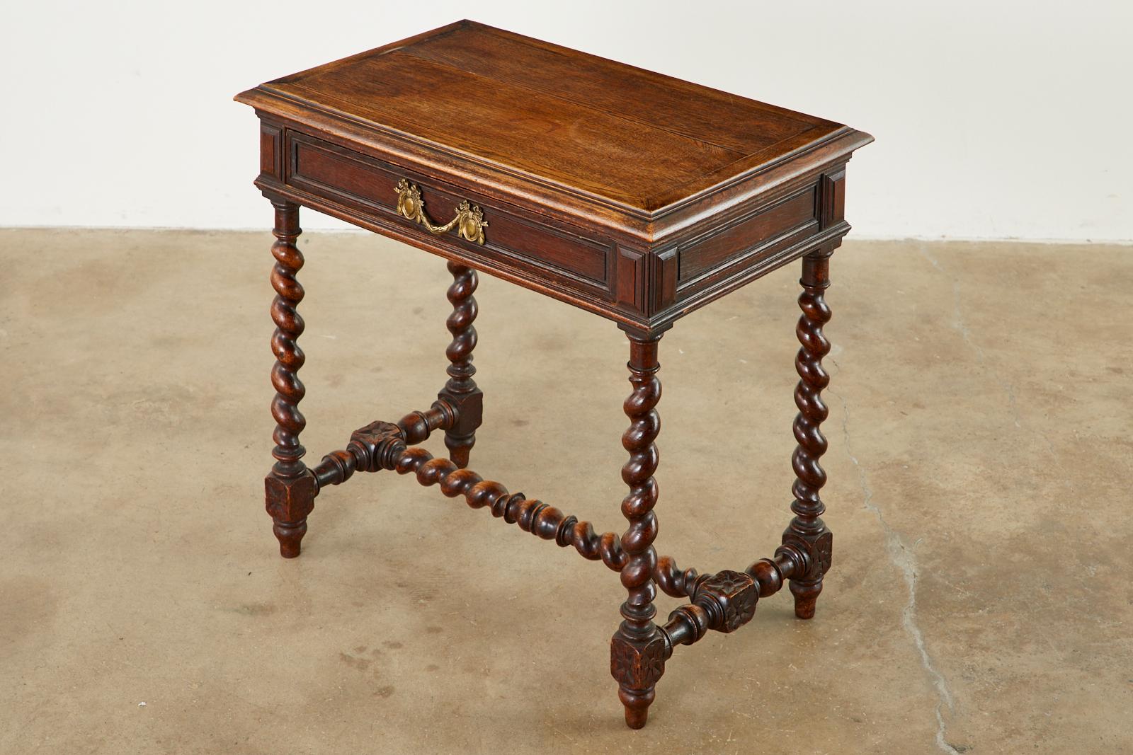 19th Century French Louis XIII Style Barley Twist Oak Desk For Sale 1