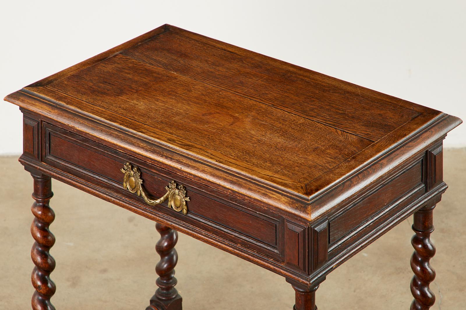 19th Century French Louis XIII Style Barley Twist Oak Desk For Sale 2