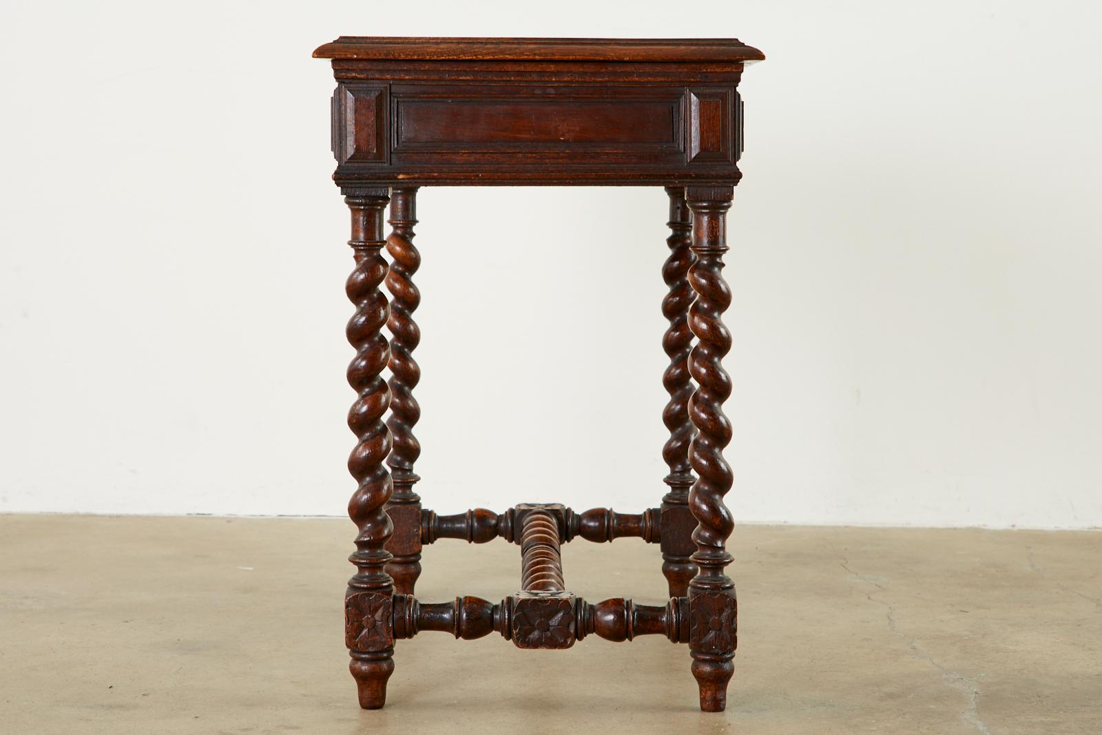 19th Century French Louis XIII Style Barley Twist Oak Desk For Sale 3