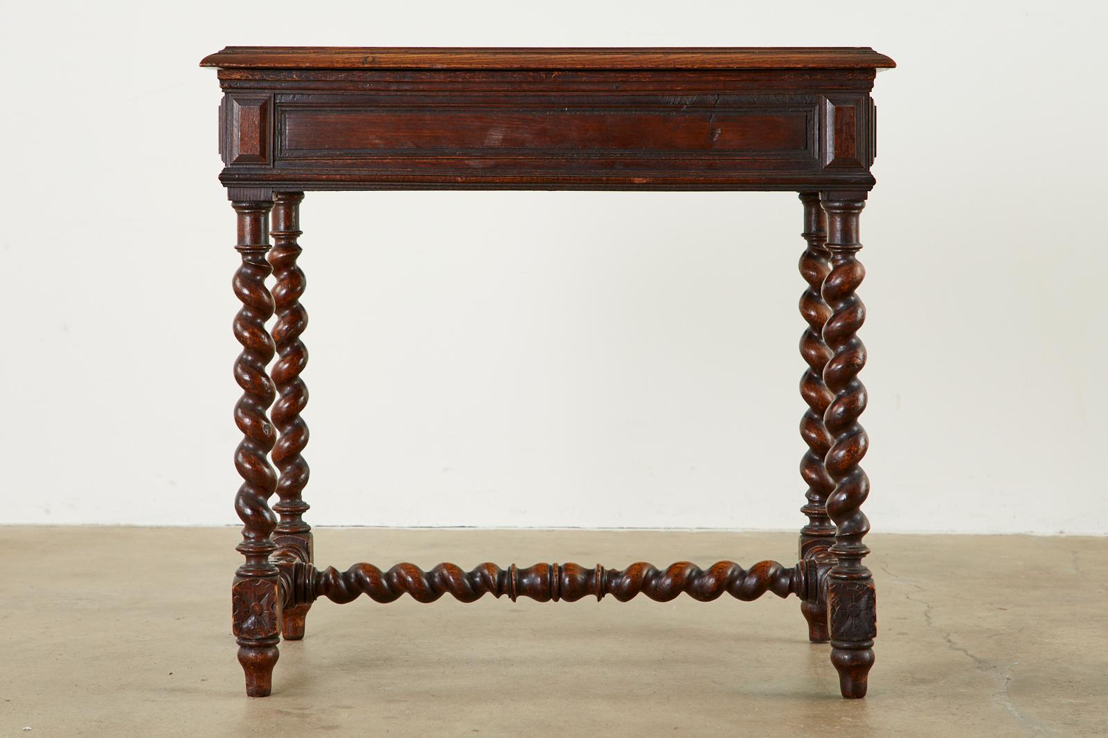 19th Century French Louis XIII Style Barley Twist Oak Desk For Sale 4