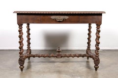 19th Century French Louis XIII Style Double Barley Twist Writing Table or Desk