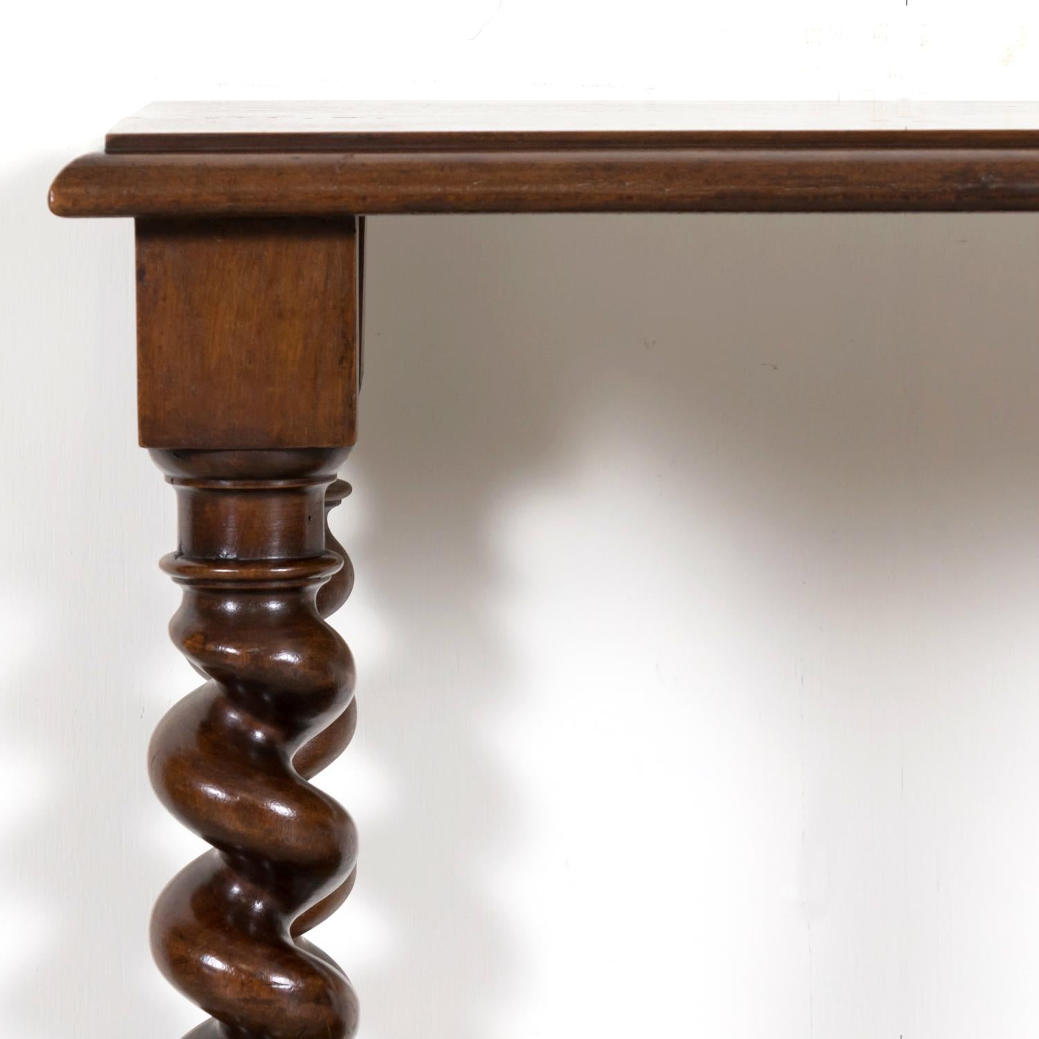 19th Century French Louis XIII Style Hand Carved Petite Barley Twist Console For Sale 2