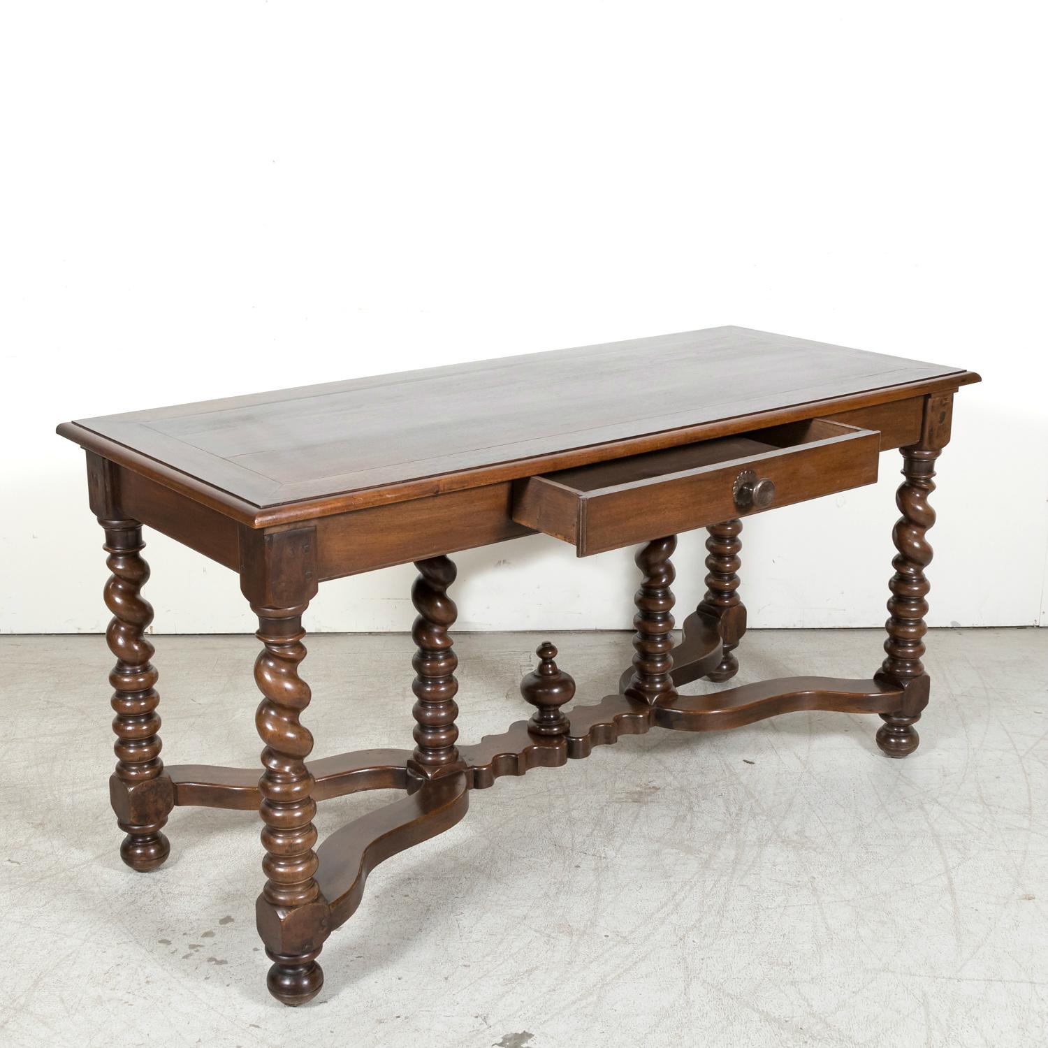 19th Century French Louis XIII Style Walnut Barley Twist Console Table For Sale 6