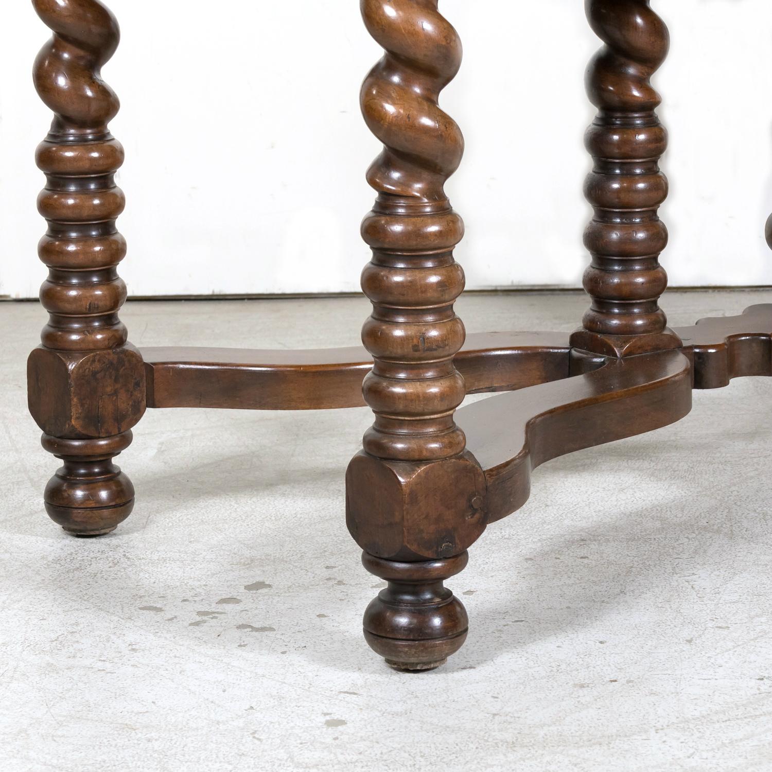 19th Century French Louis XIII Style Walnut Barley Twist Console Table For Sale 11