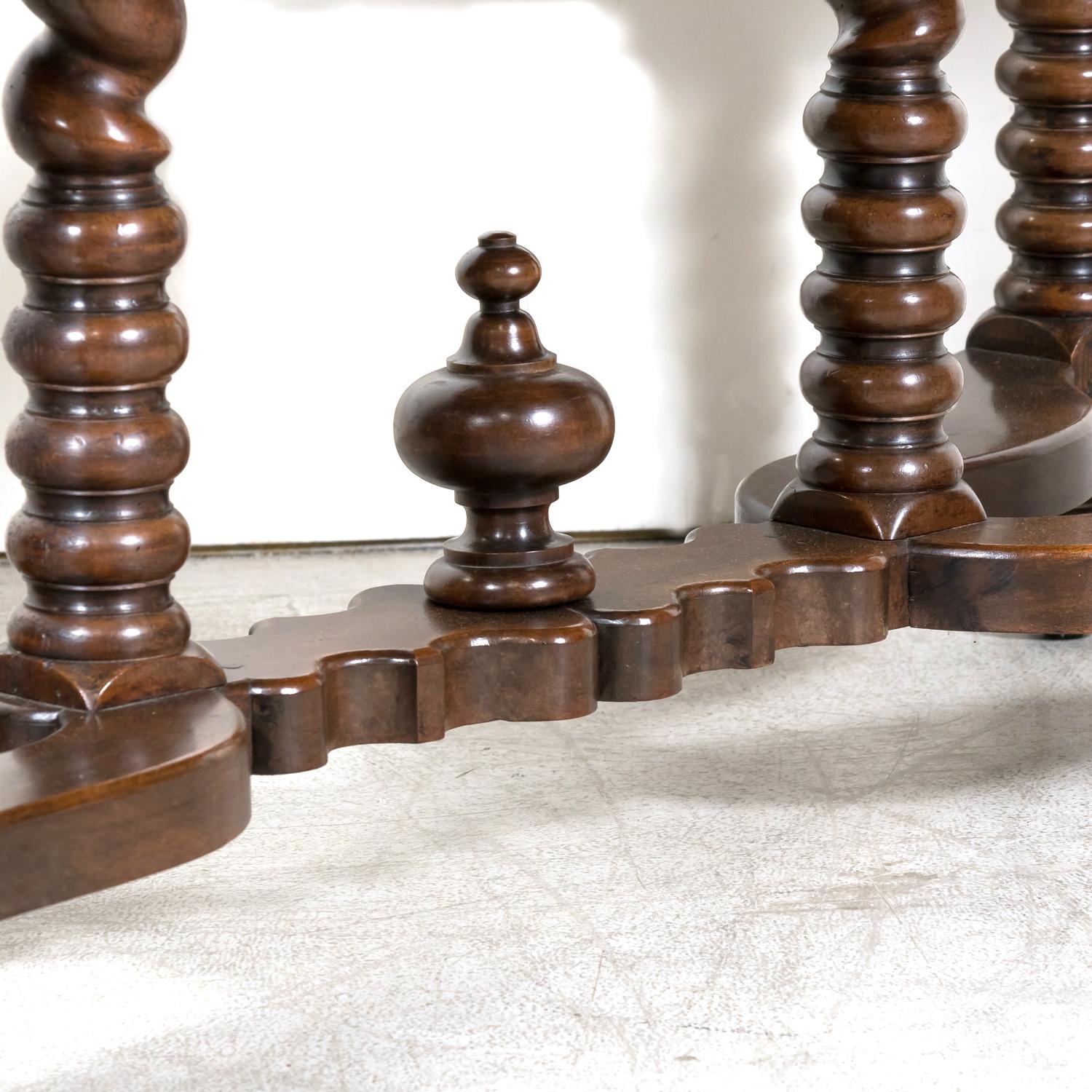 19th Century French Louis XIII Style Walnut Barley Twist Console Table For Sale 13