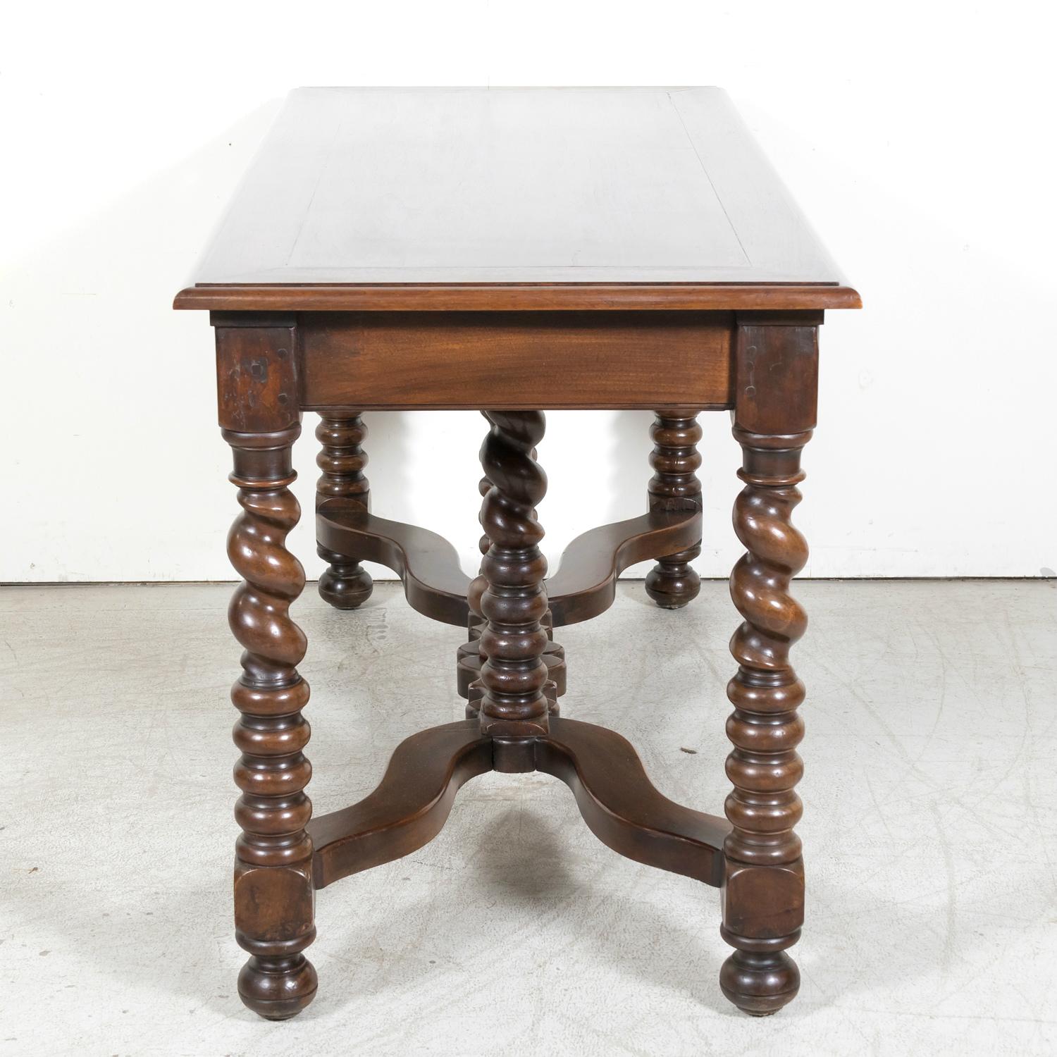 19th Century French Louis XIII Style Walnut Barley Twist Console Table For Sale 14
