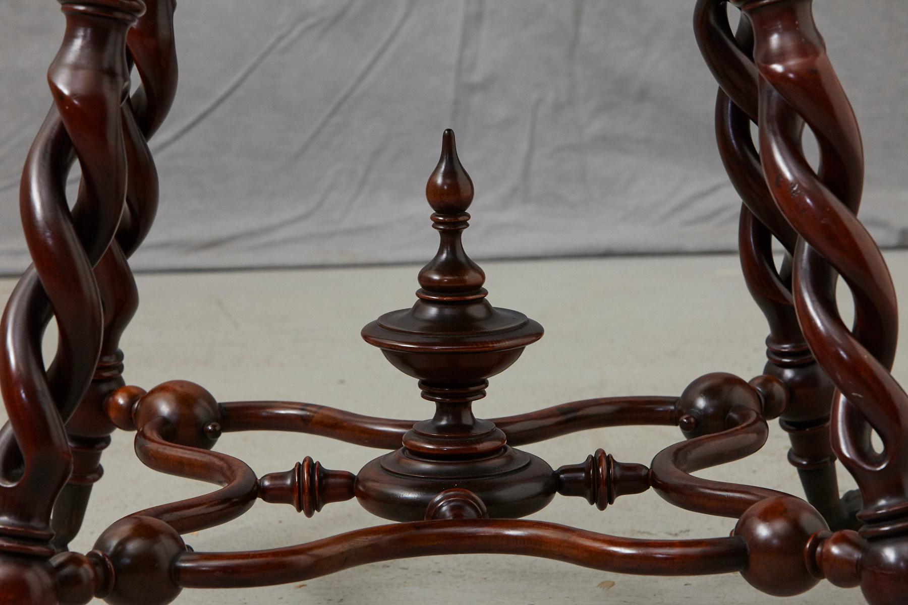 19th Century French Louis XIII Style Walnut Side Table with Barley Twist Legs For Sale 5