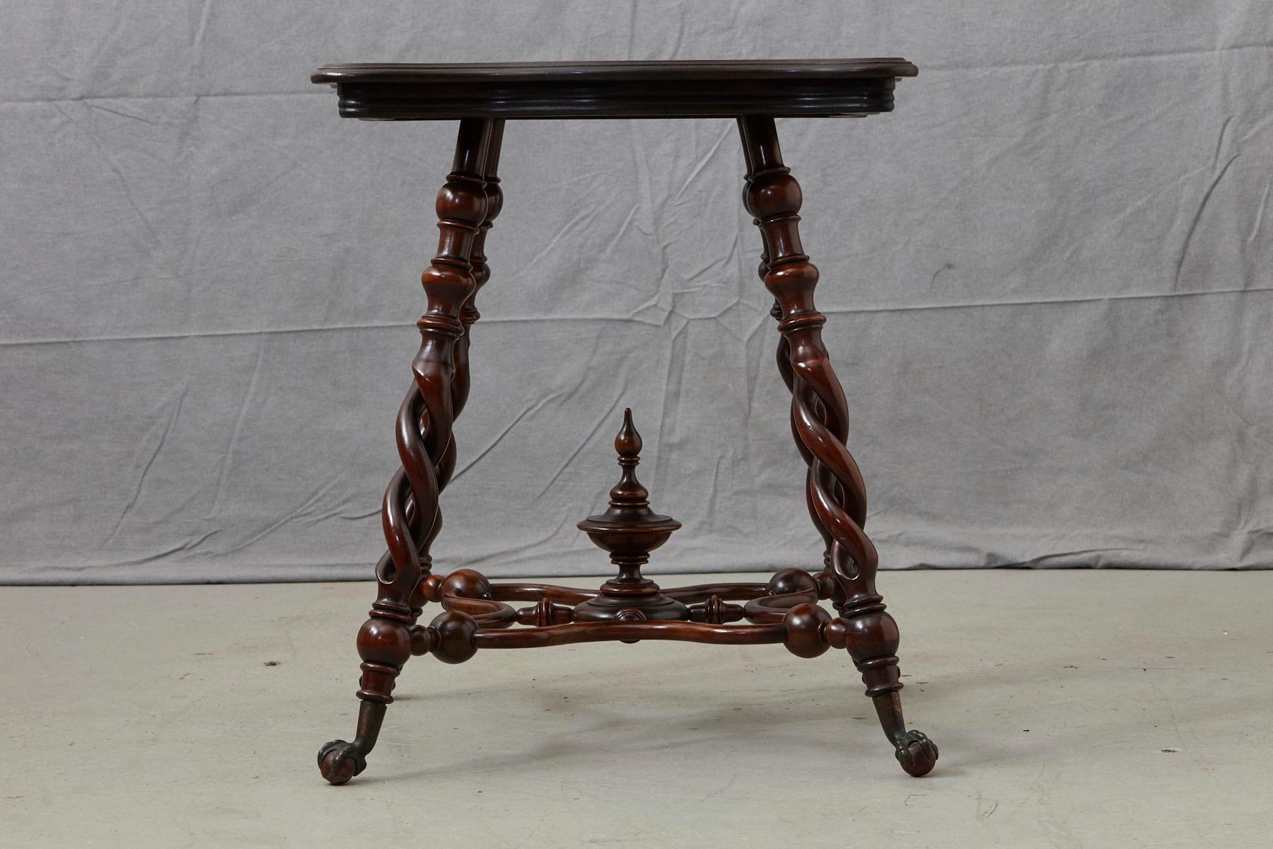 19th Century French Louis XIII Style Walnut Side Table with Barley Twist Legs For Sale 1