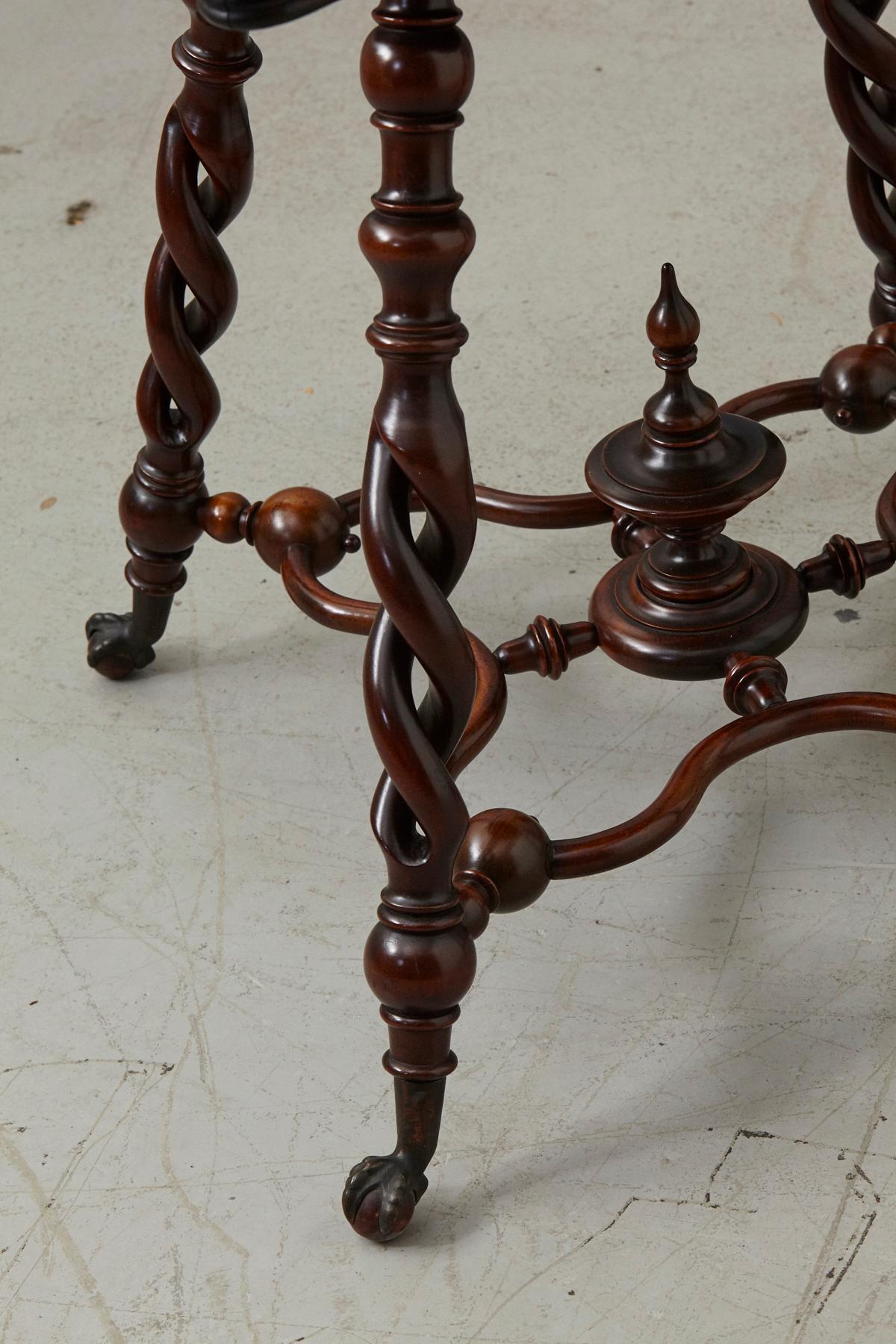 19th Century French Louis XIII Style Walnut Side Table with Barley Twist Legs For Sale 1