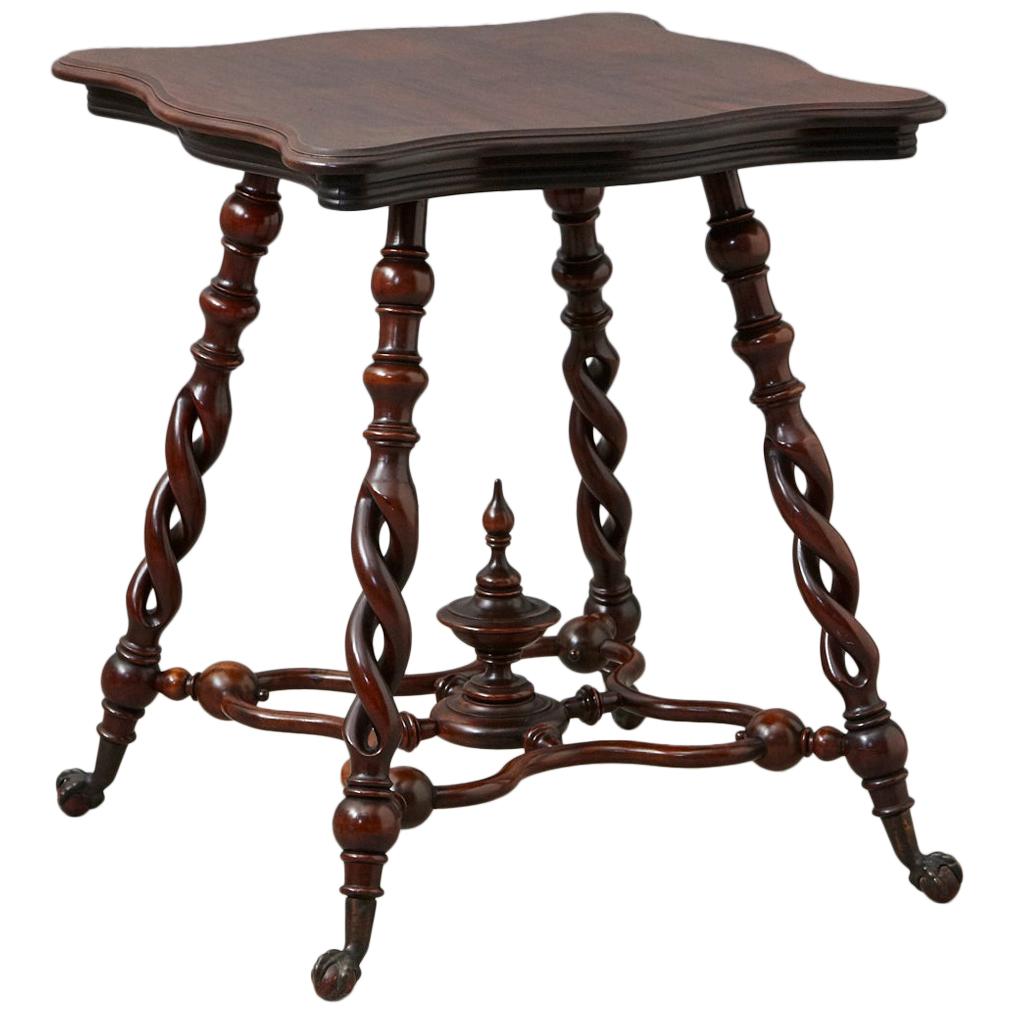 19th Century French Louis XIII Style Walnut Side Table with Barley Twist Legs For Sale