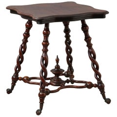 19th Century French Louis XIII Style Walnut Side Table with Barley Twist Legs