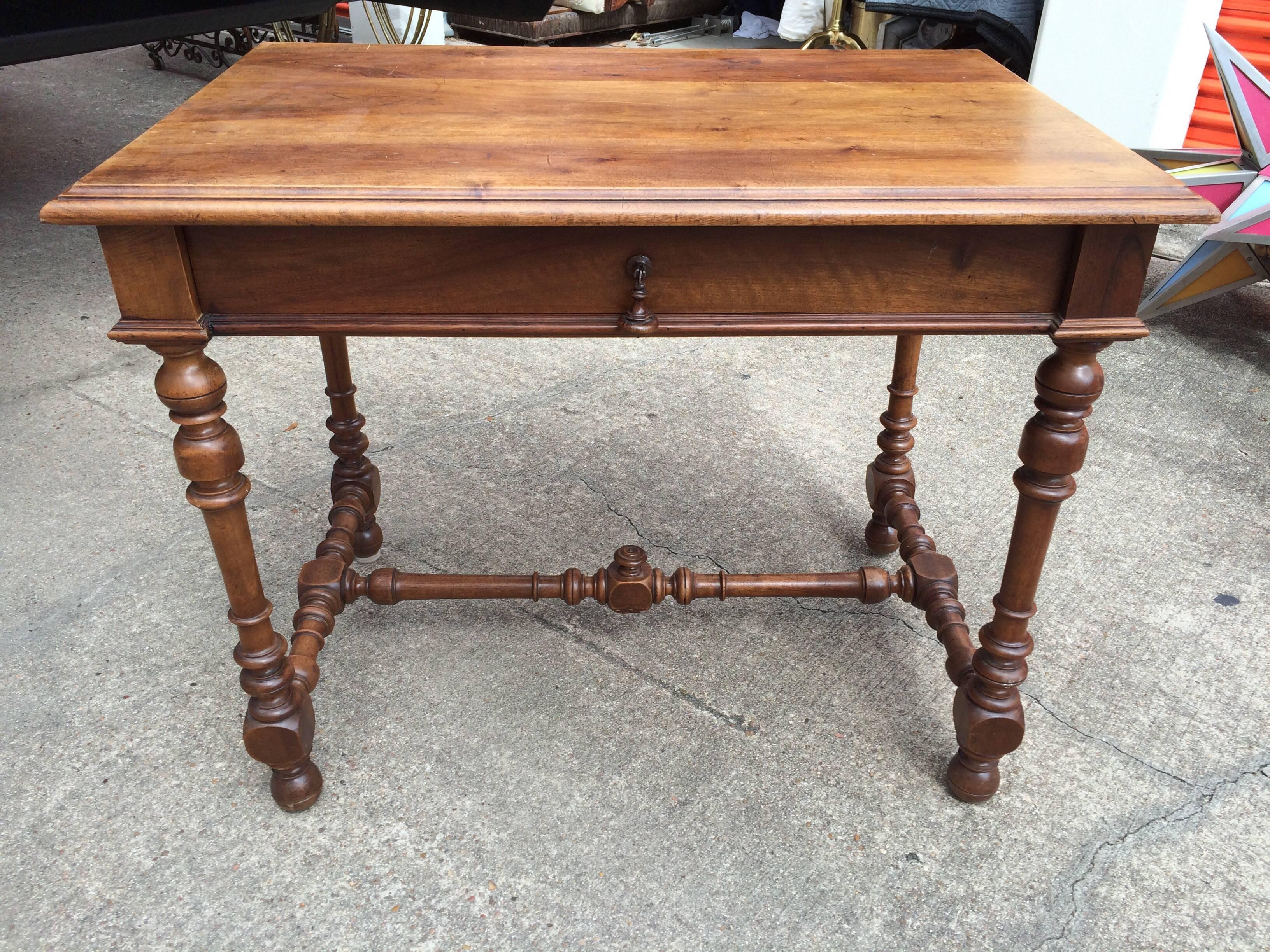 19th Century French Louis XIII Style Walnut Table In Good Condition In Houston, TX