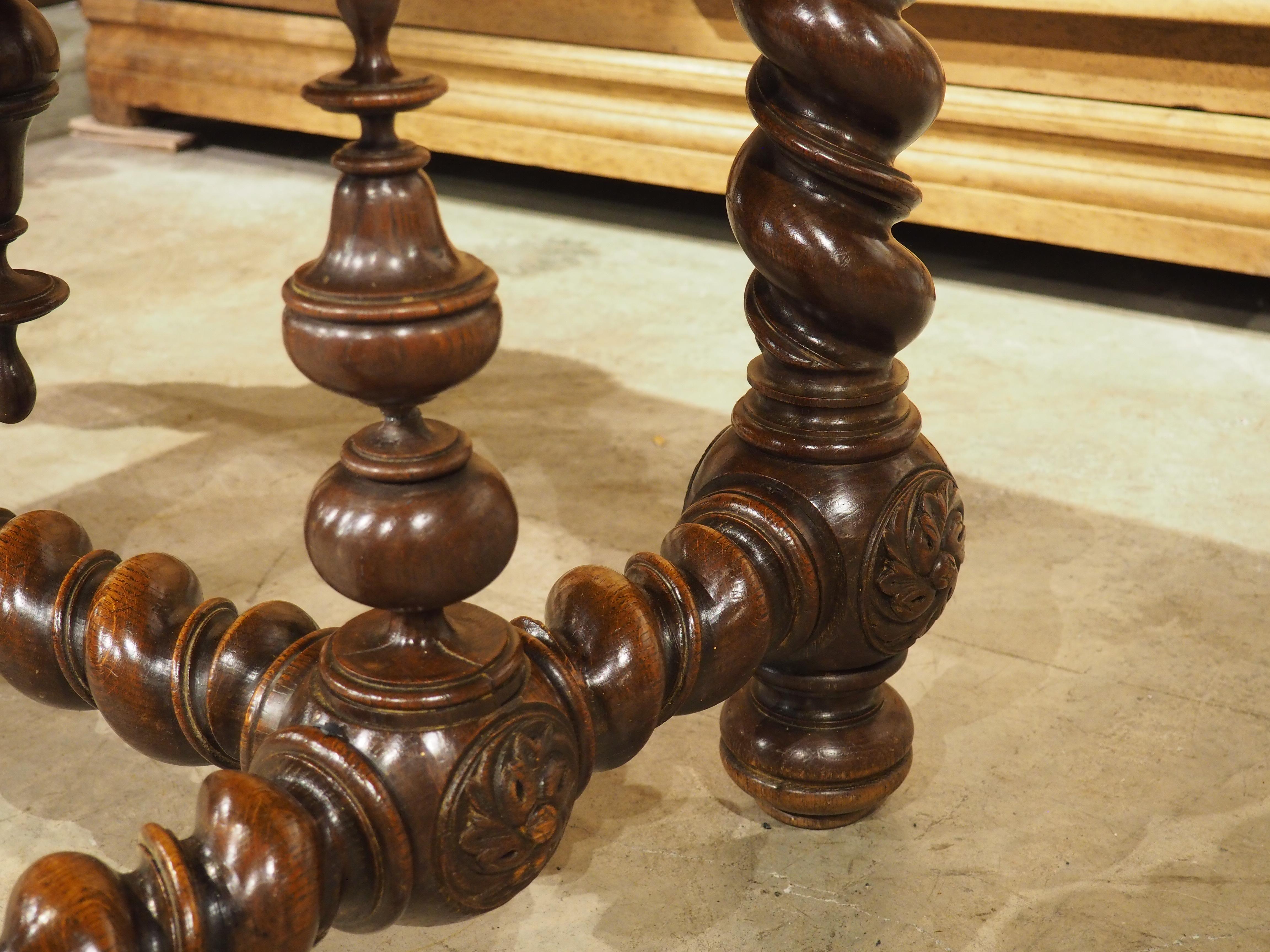 19th Century French Louis XIII Style Writing Table in Carved Oak 9