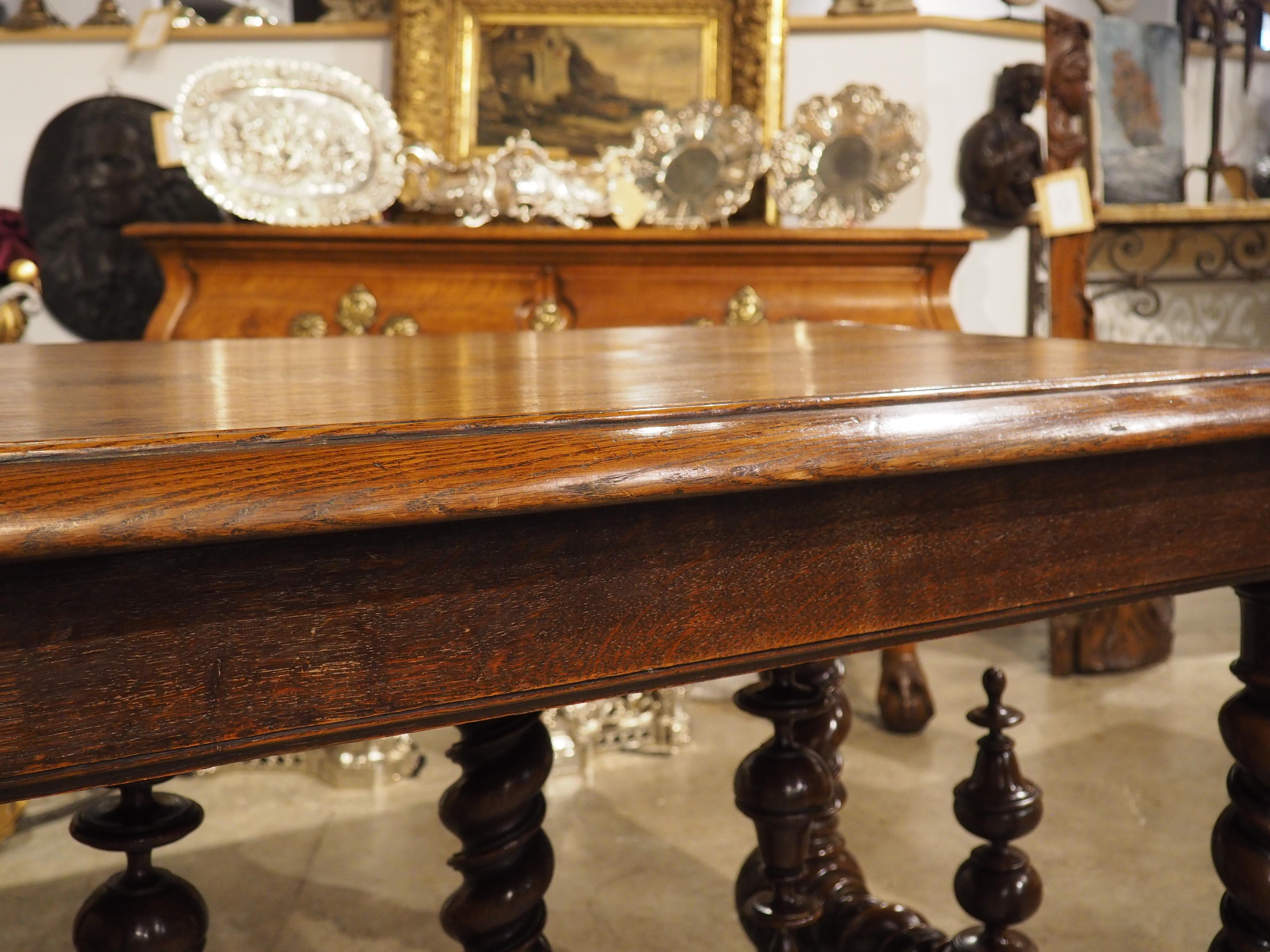 19th Century French Louis XIII Style Writing Table in Carved Oak 14