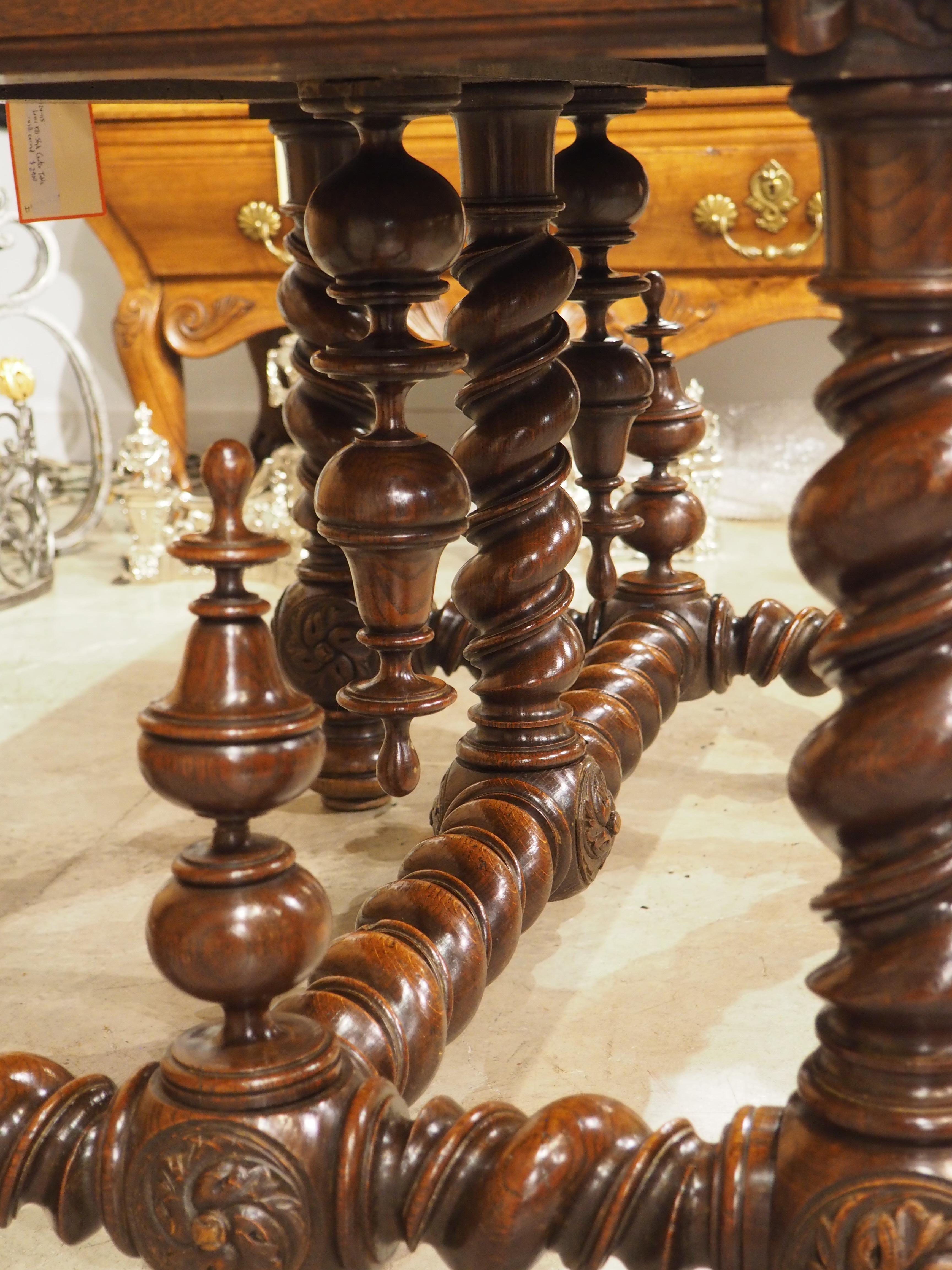 Wood 19th Century French Louis XIII Style Writing Table in Carved Oak