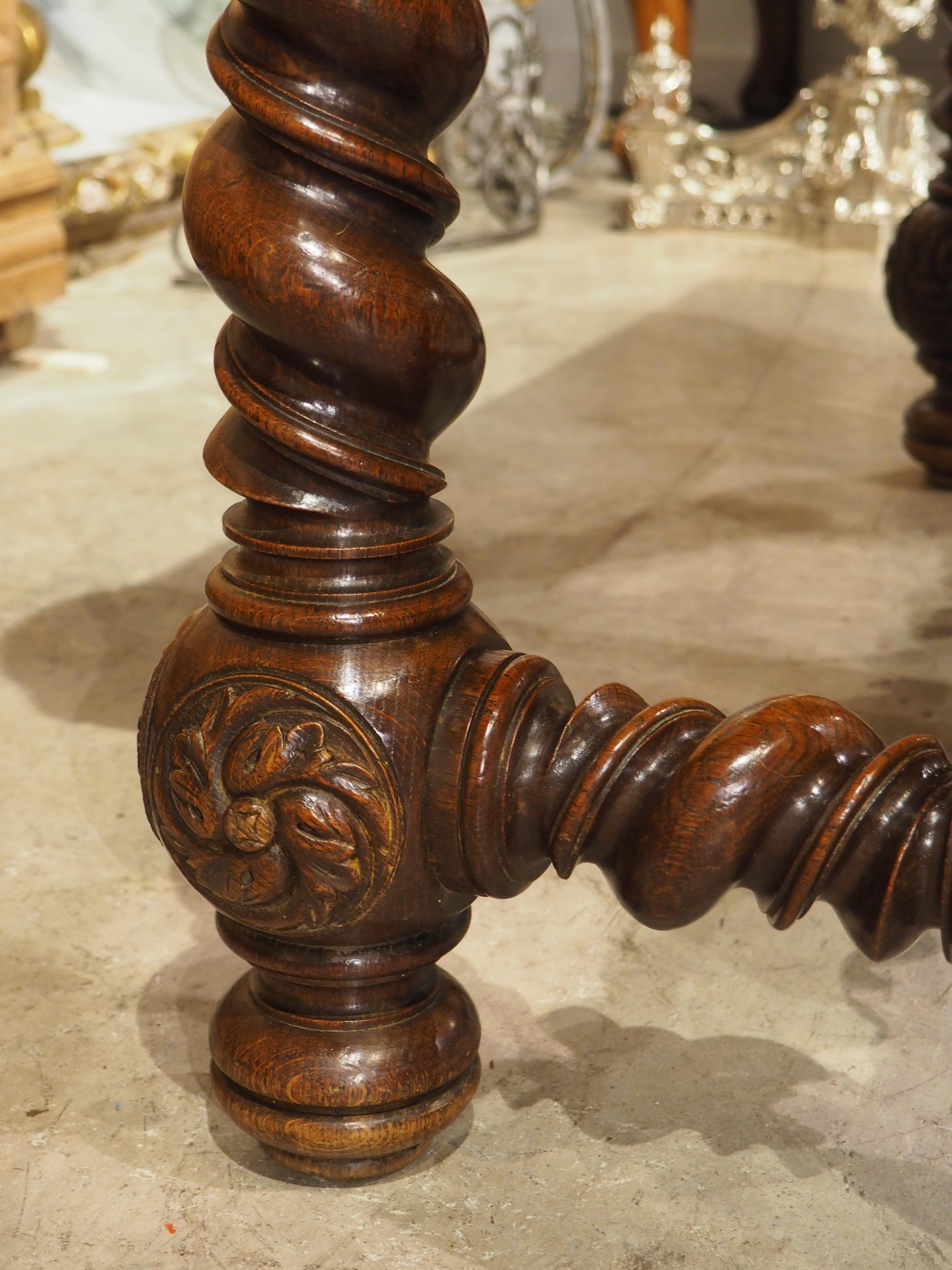 19th Century French Louis XIII Style Writing Table in Carved Oak 2