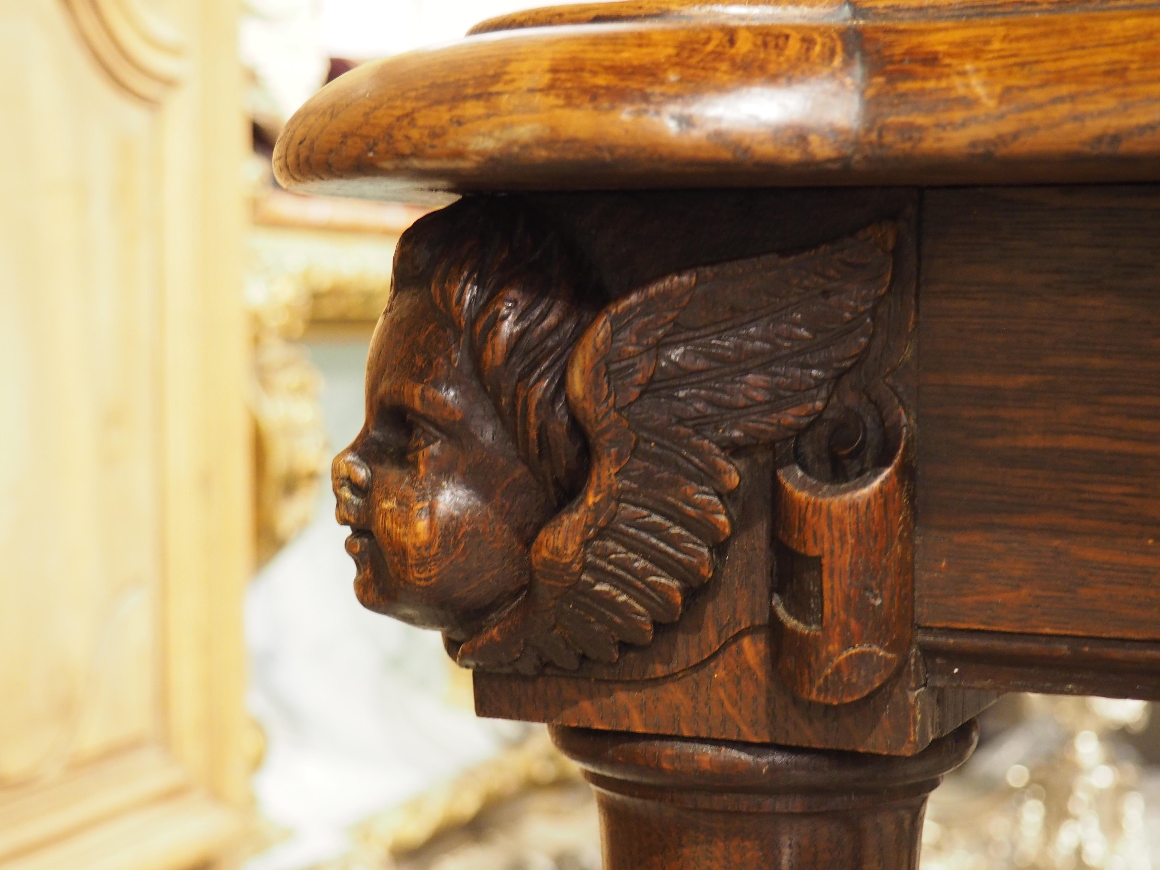 19th Century French Louis XIII Style Writing Table in Carved Oak 4