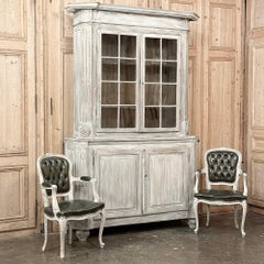 19th Century French Louis XIII Whitewashed Oak Bookcase