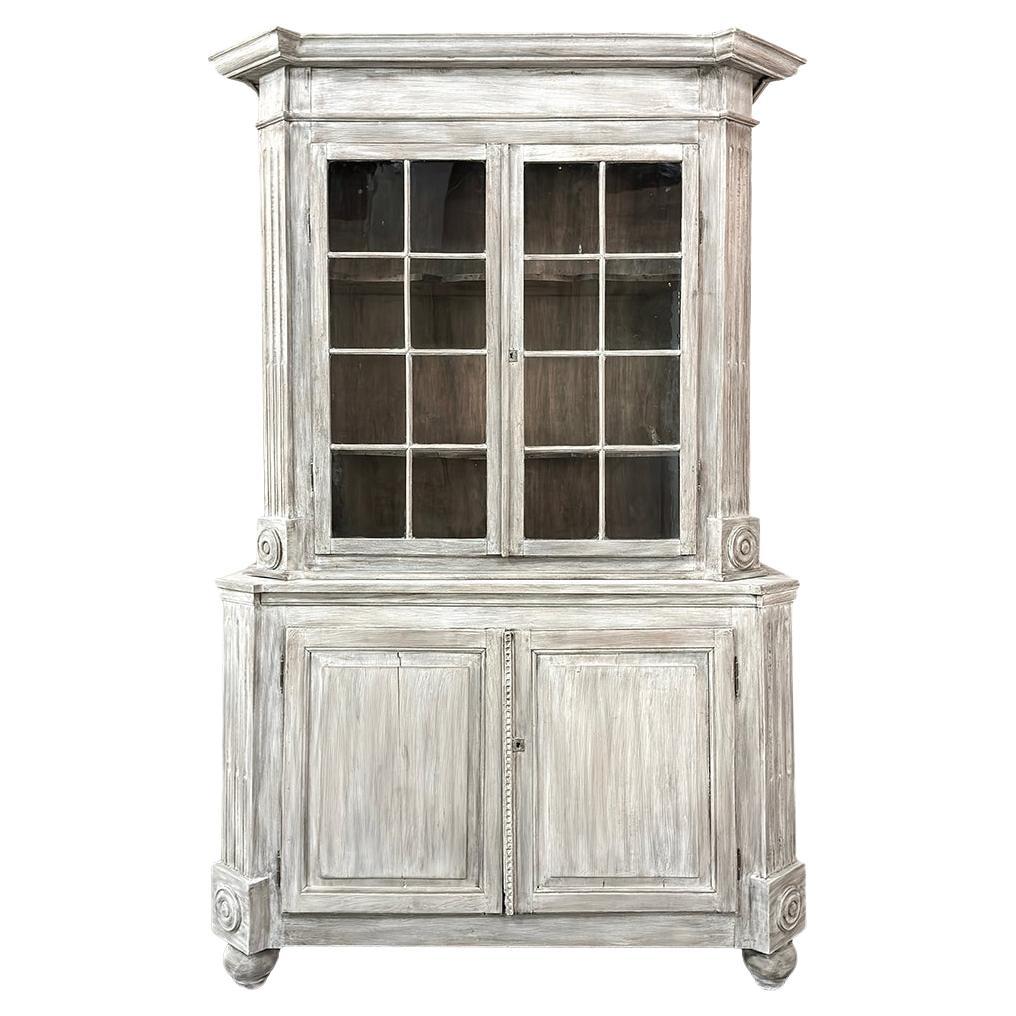 19th Century French Louis XIII Whitewashed Oak Bookcase