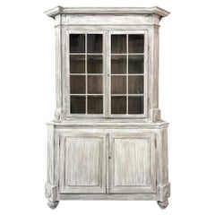 19th Century French Louis XIII Whitewashed Oak Bookcase