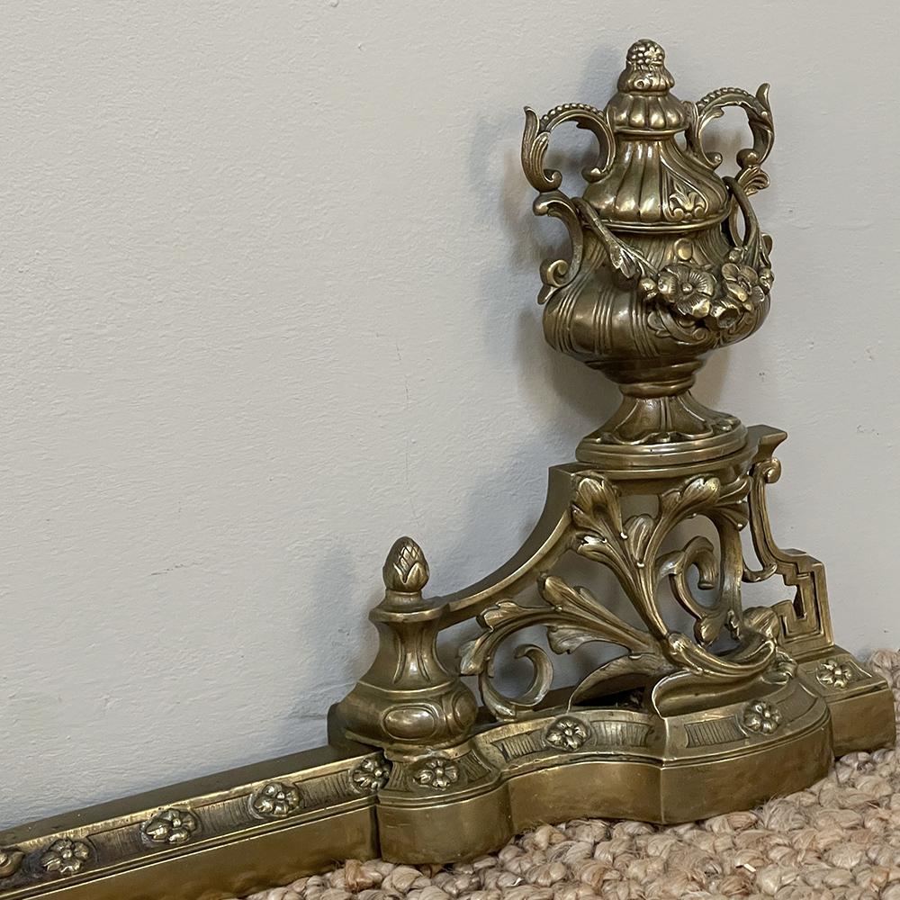 19th Century French Louis XIV Bronze Fireplace Fender Set For Sale 5