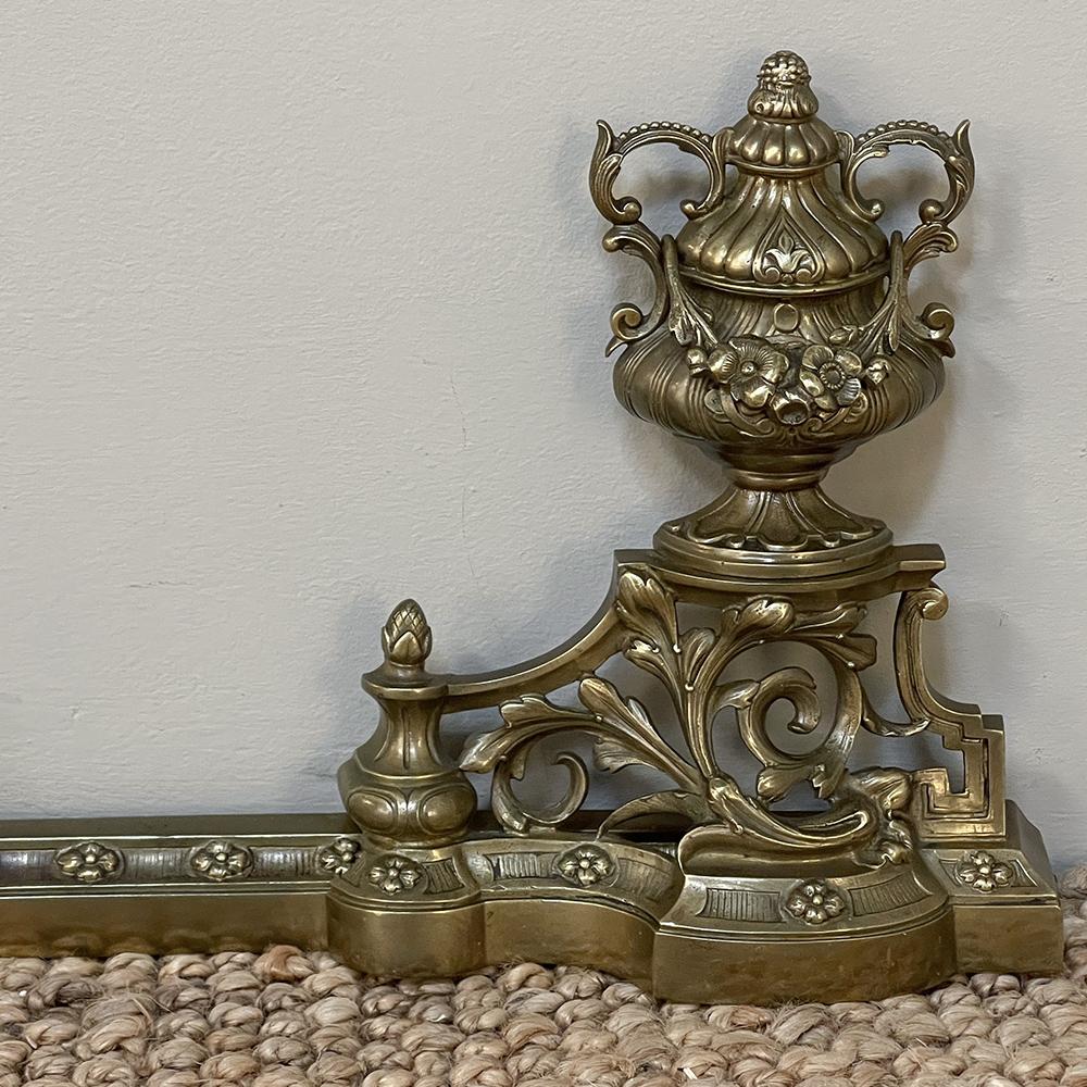19th Century French Louis XIV Bronze Fireplace Fender Set For Sale 6