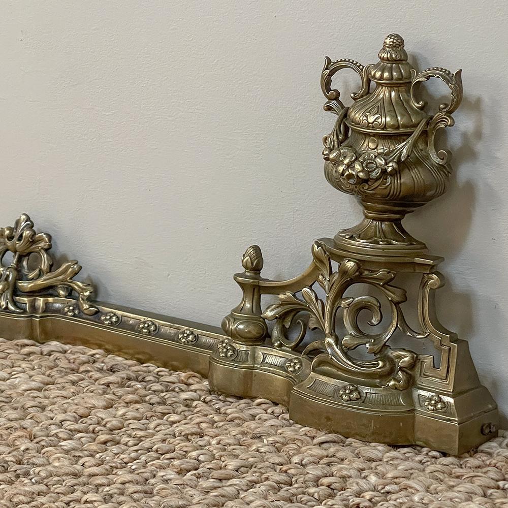 19th Century French Louis XIV Bronze Fireplace Fender Set For Sale 7