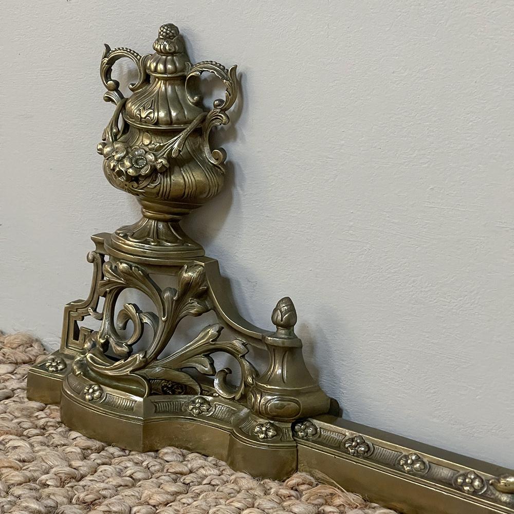 19th Century French Louis XIV Bronze Fireplace Fender Set For Sale 8