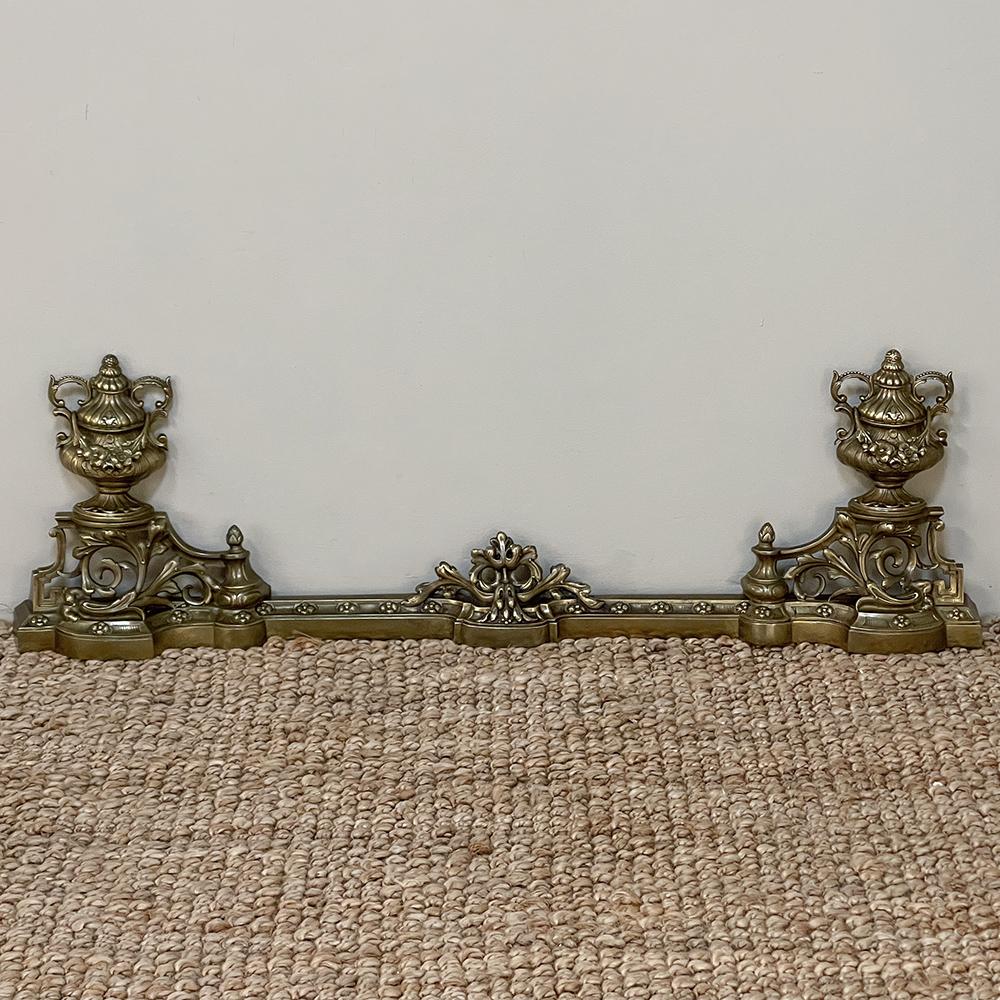 Hand-Crafted 19th Century French Louis XIV Bronze Fireplace Fender Set For Sale