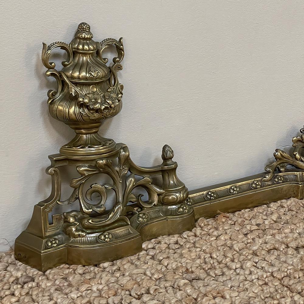 Late 19th Century 19th Century French Louis XIV Bronze Fireplace Fender Set For Sale