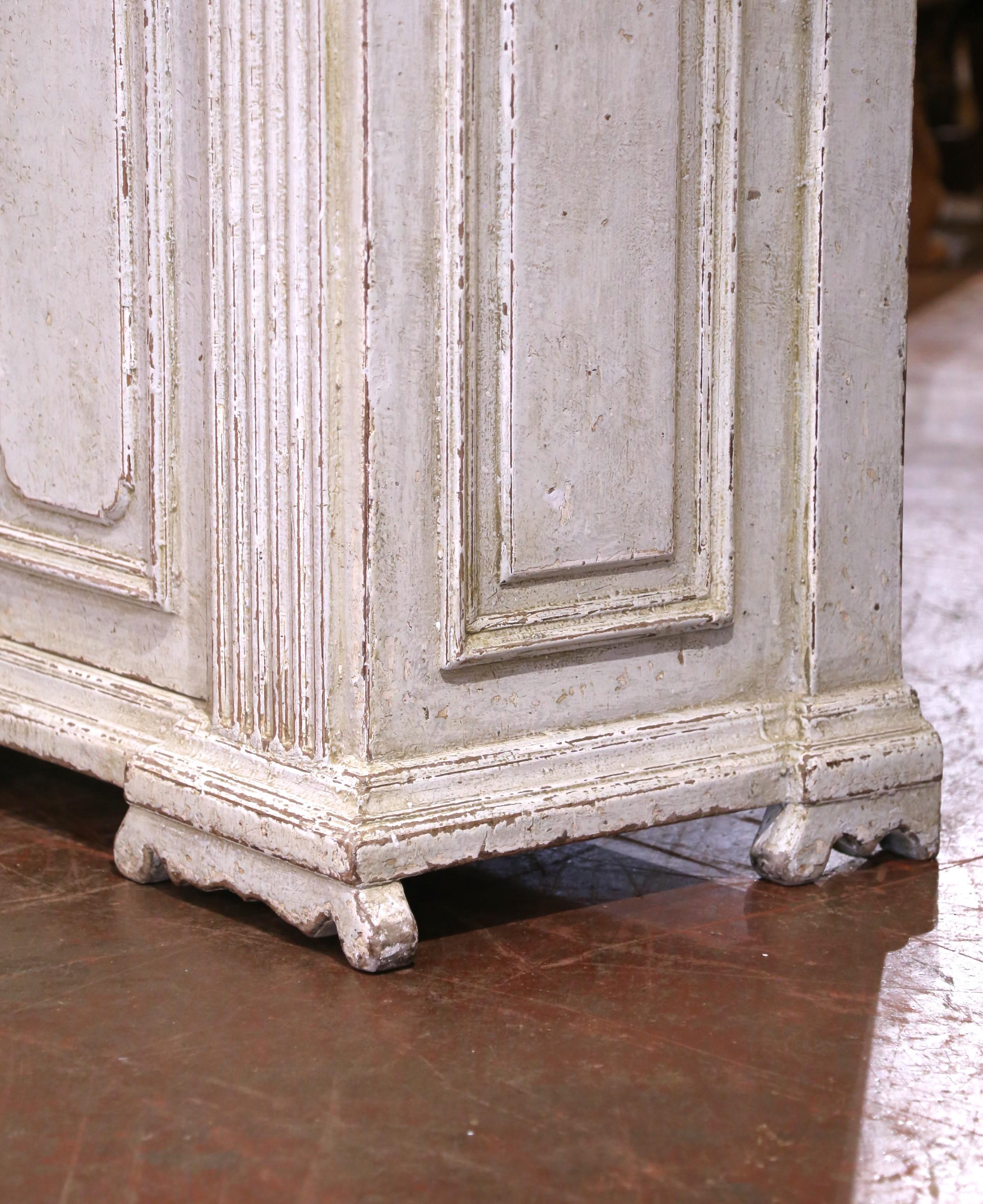 19th Century French Louis XIV Carved and Painted Three-Door Buffet with Drawers For Sale 7