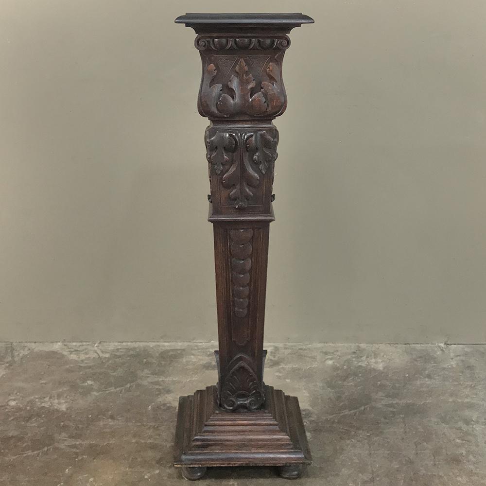 19th Century French Louis XIV Carved Fruitwood Pedestal In Good Condition For Sale In Dallas, TX