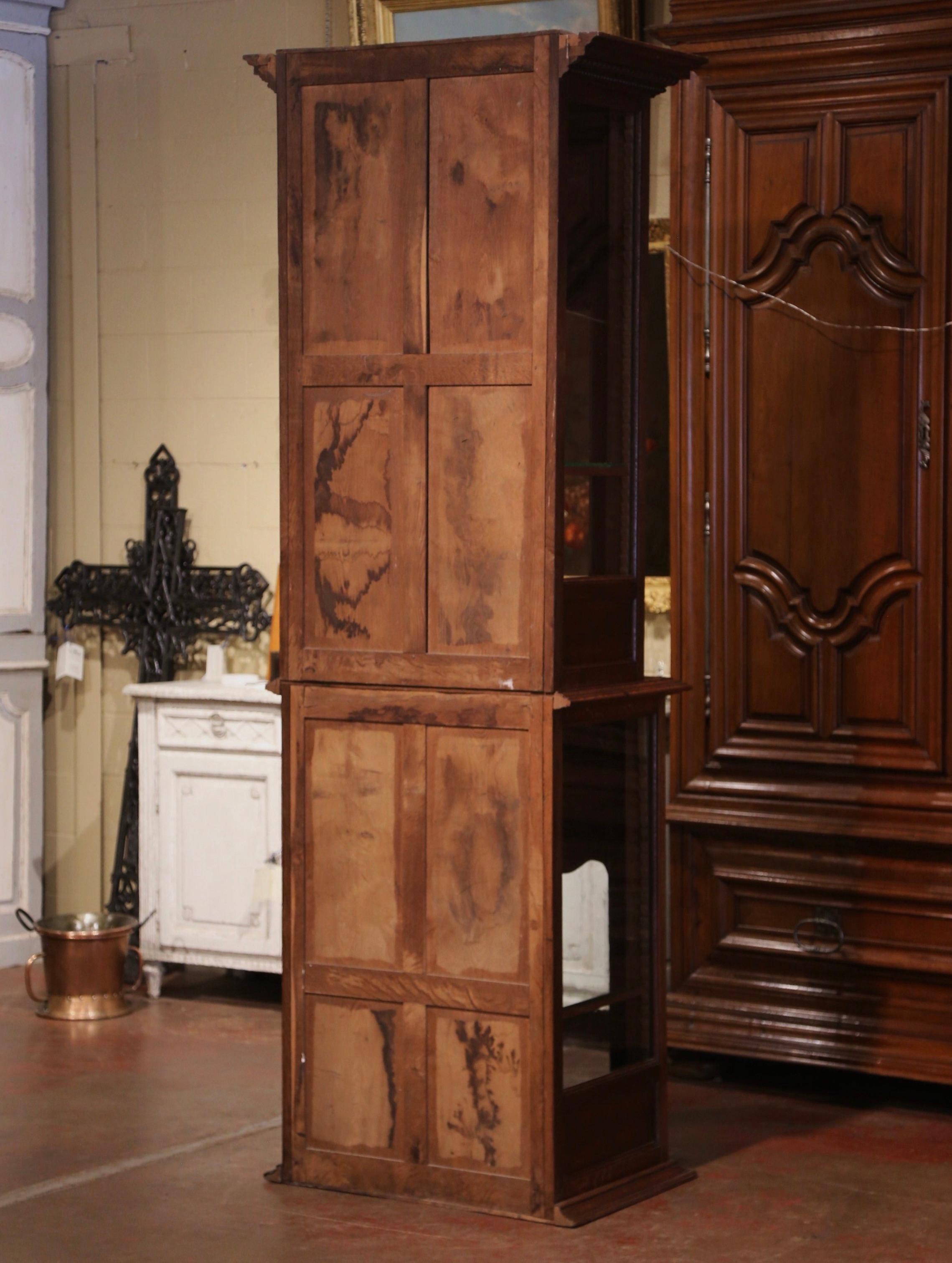 19th Century French Louis XIV Carved Oak and Glass Display Cabinet from Normandy For Sale 10